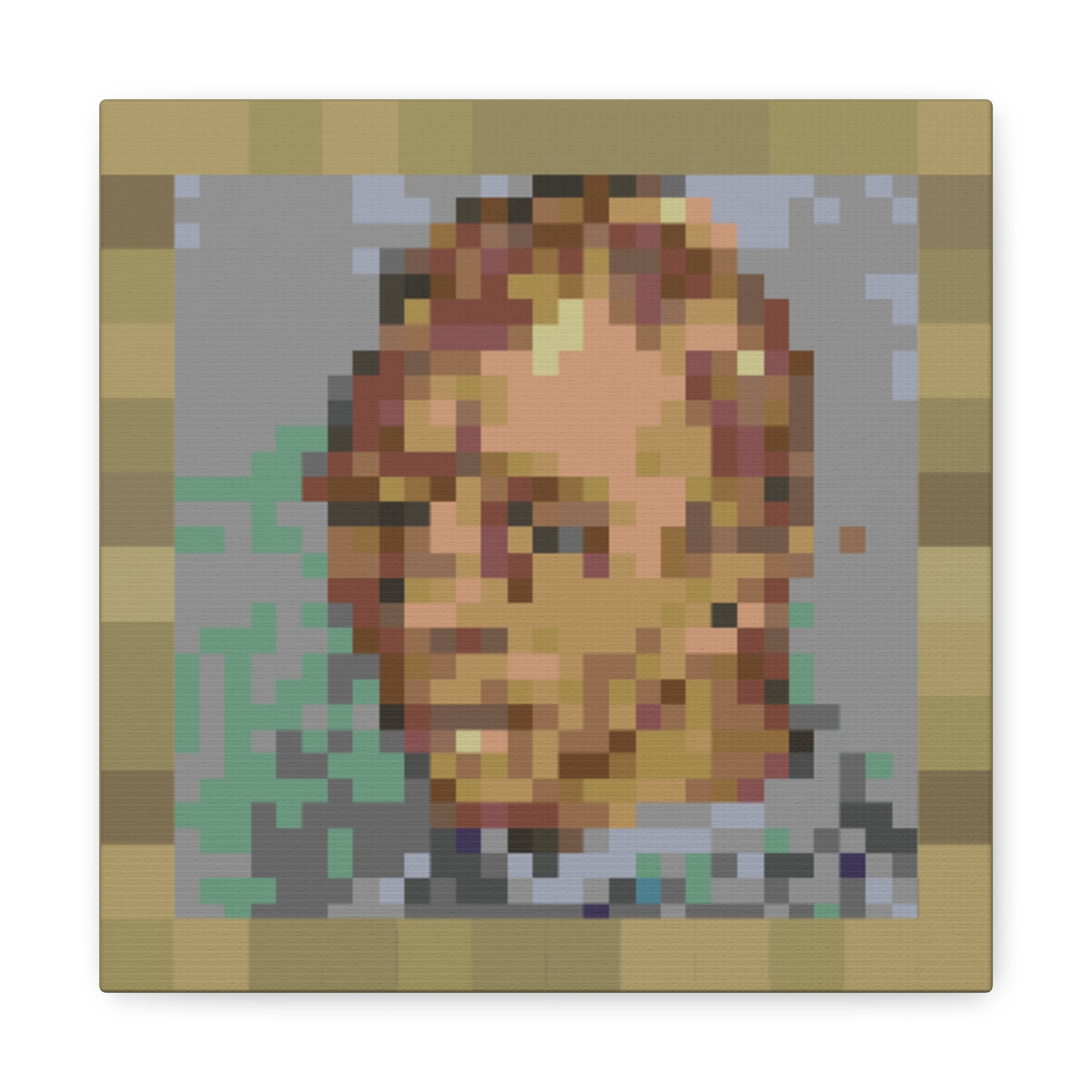 L'artiste Sans Barbe Pixel-Style Matte Canvas Print