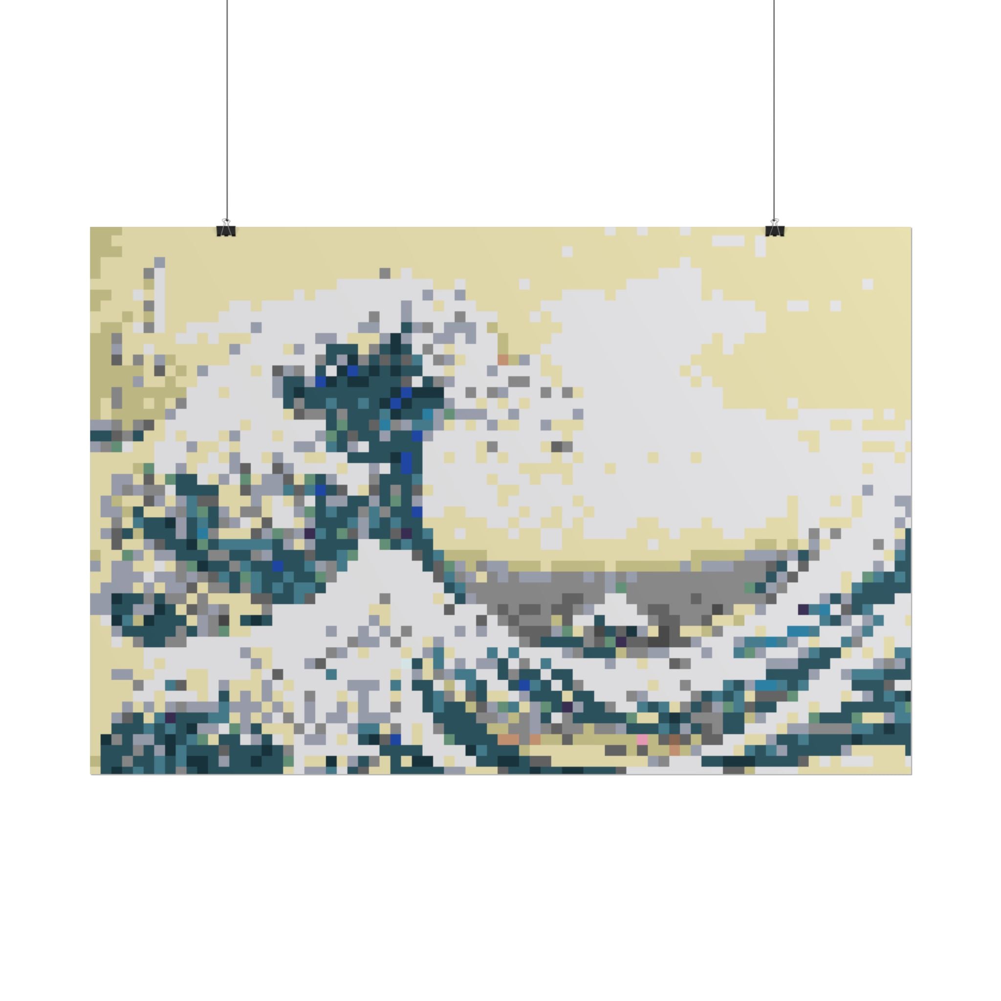 The Great Wave Pixel-Style Rolled Art Print