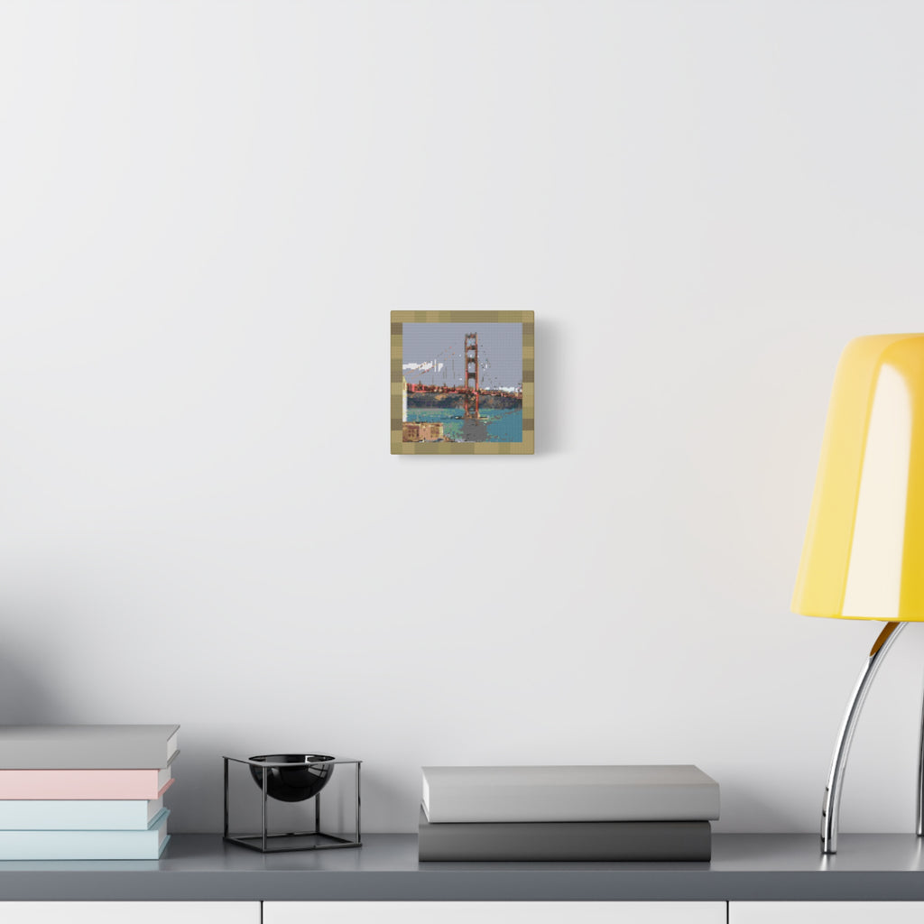 Golden Gate Bridge Pixel-Style Matte Canvas Print