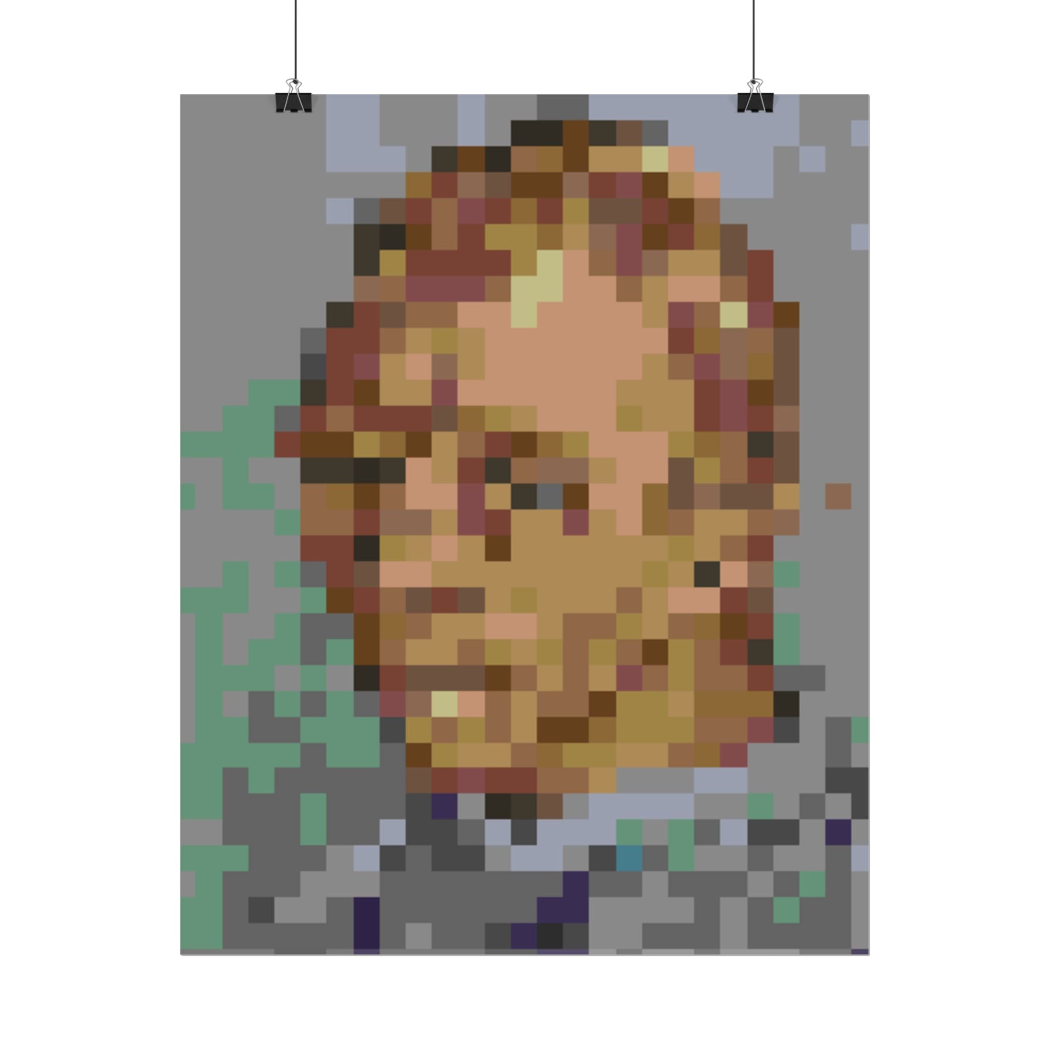 L'artiste Sans Barbe Pixel-Style Rolled Art Print
