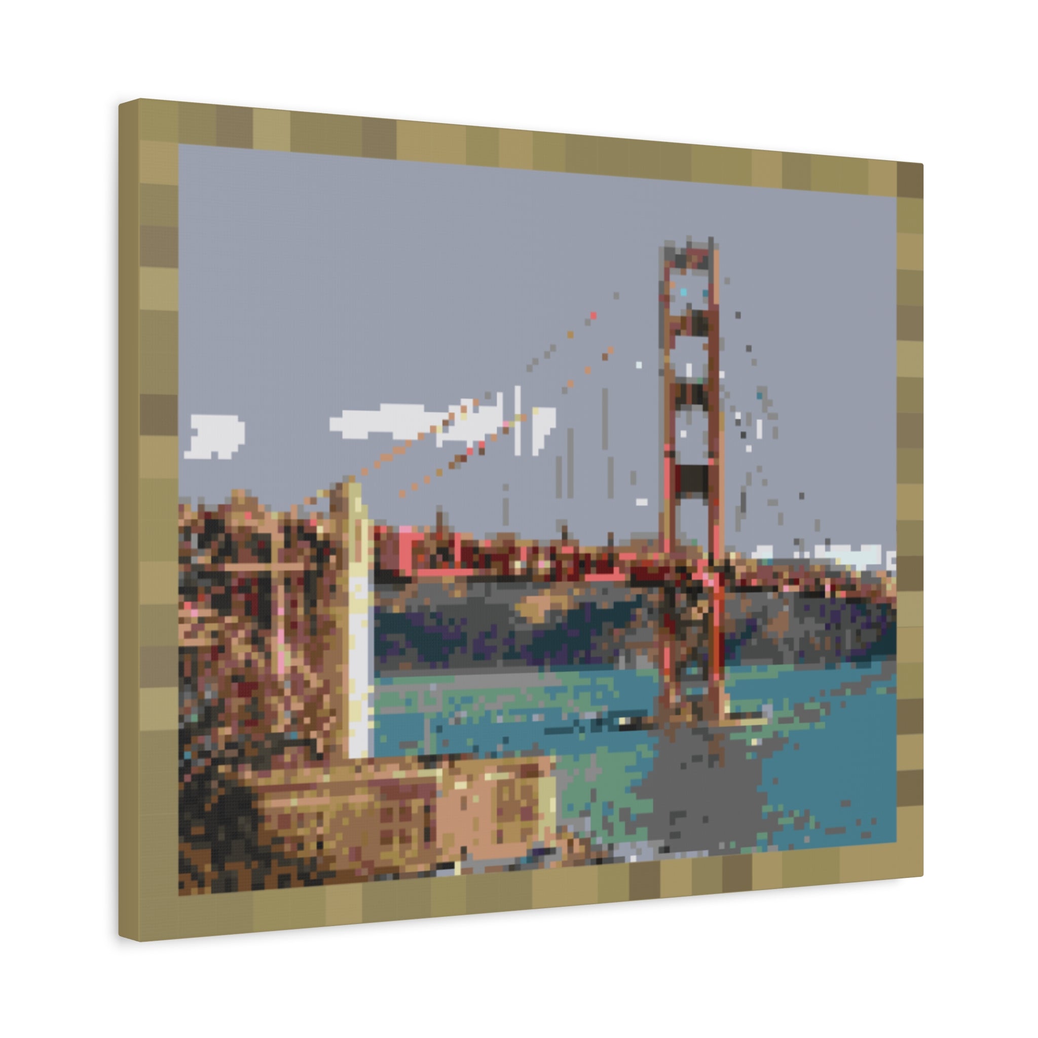Golden Gate Bridge Pixel-Style Matte Canvas Print