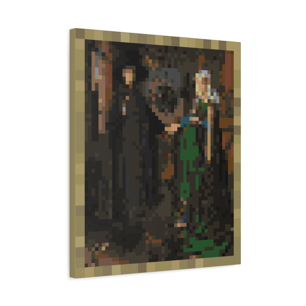 The Arnolfini Portrait Pixel-Style Matte Canvas Print