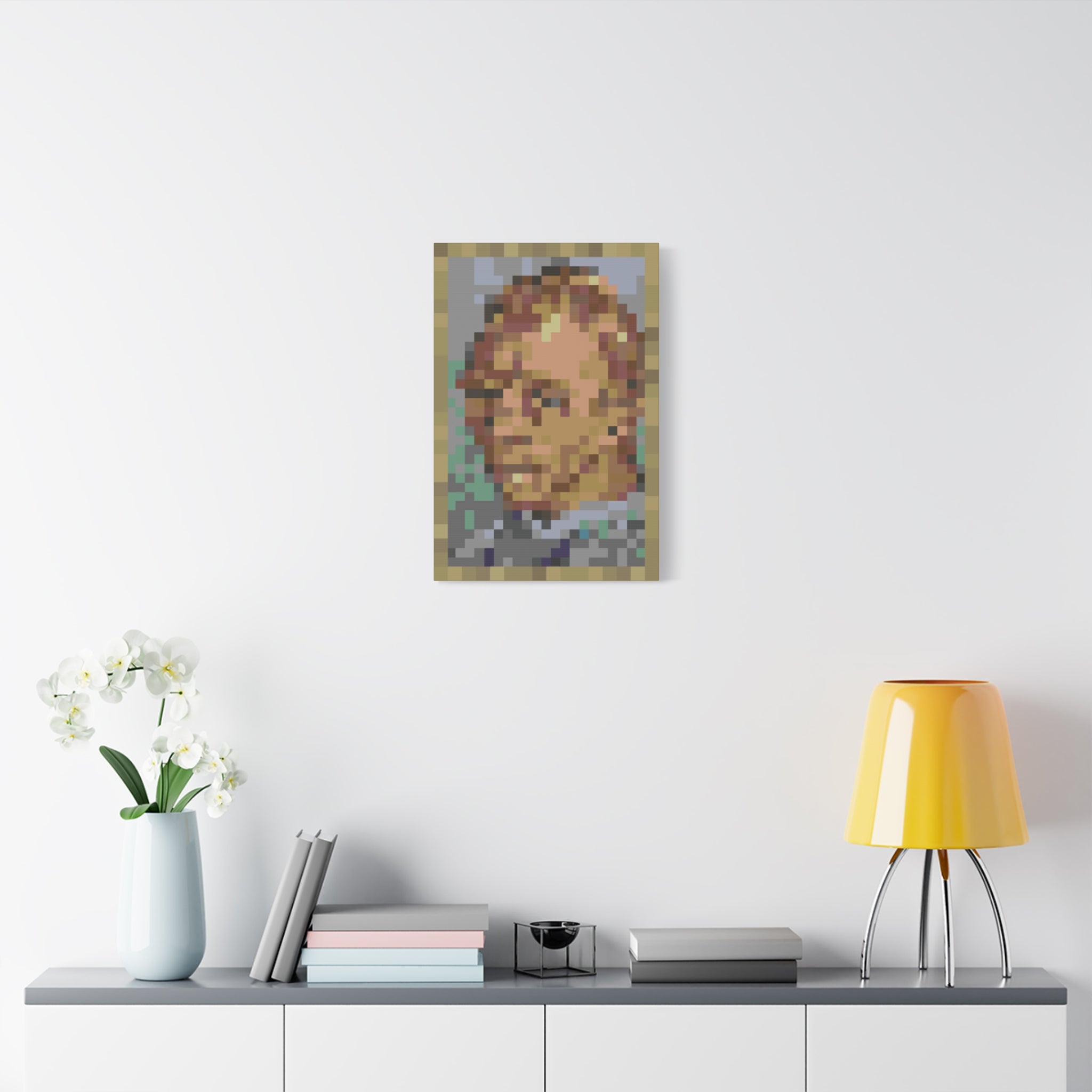 L'artiste Sans Barbe Pixel-Style Matte Canvas Print
