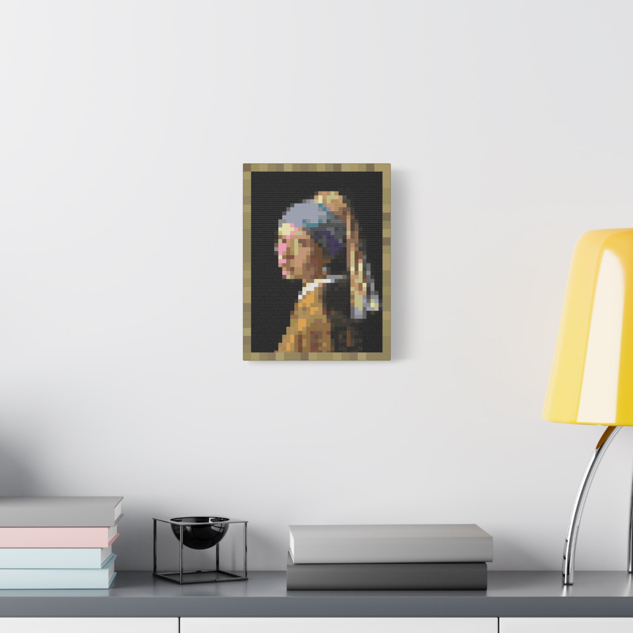 Girl with a Pearl Earring Pixel-Style Matte Canvas Print