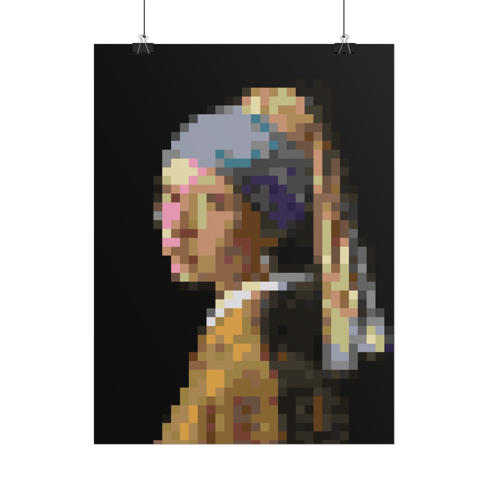 Girl with a Pearl Earring Pixel-Style Rolled Art Print