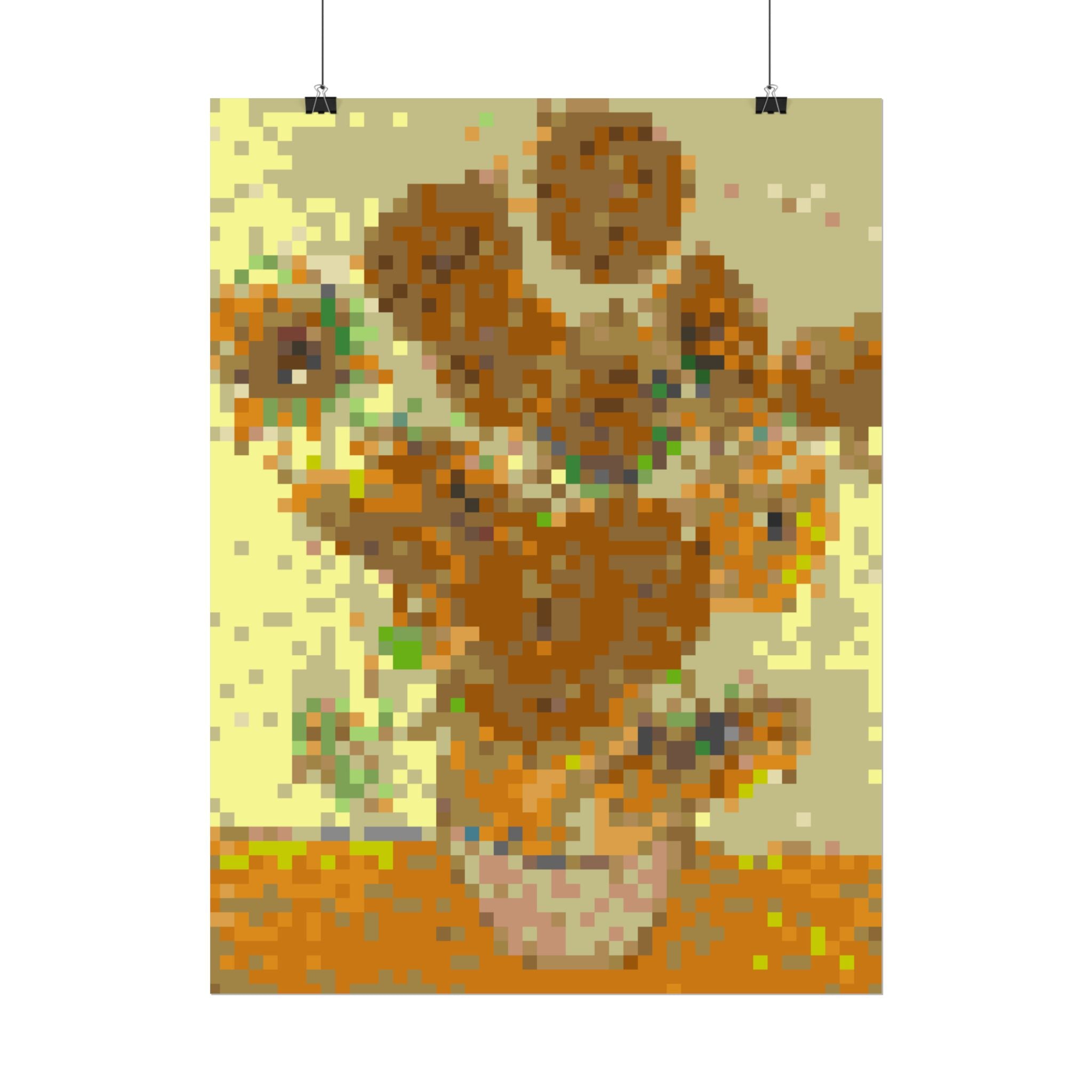 Sunflowers Pixel-Style Rolled Art Print