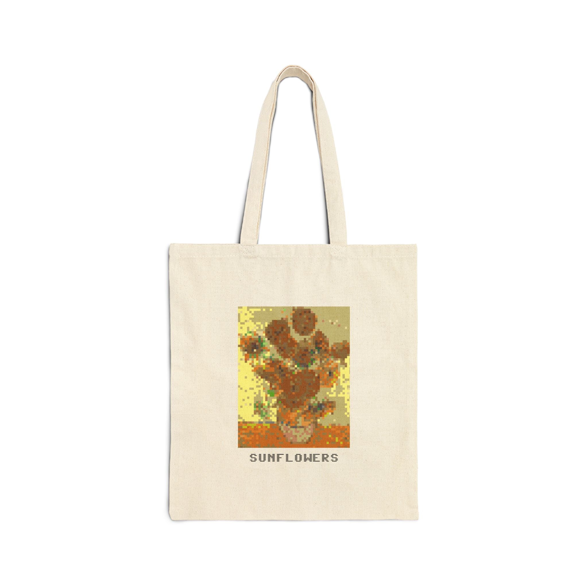 Sunflowers Pixel Art Tote Bag — Famous Artwork Canvas Tote