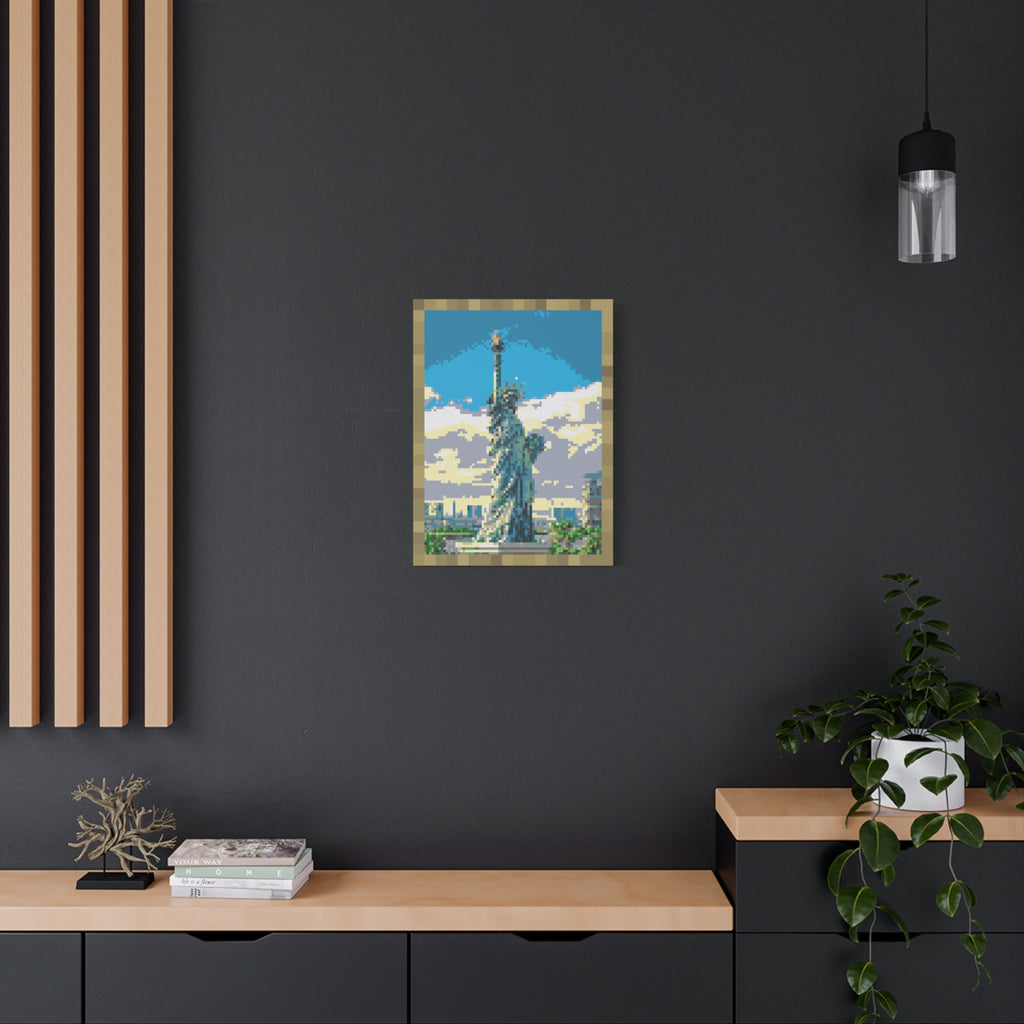 Statue of Liberty Pixel-Style Matte Canvas Print