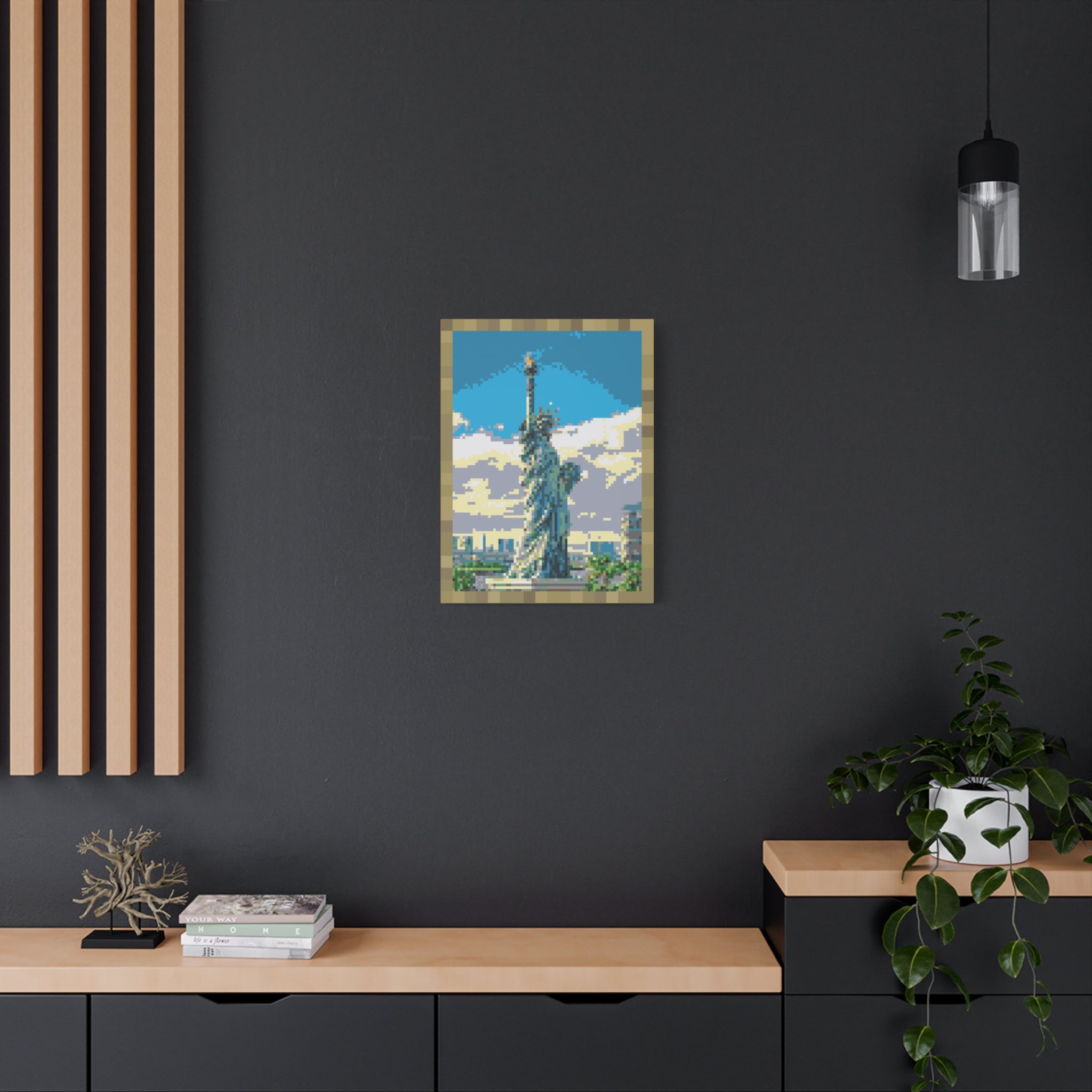 Statue of Liberty Pixel-Style Matte Canvas Print