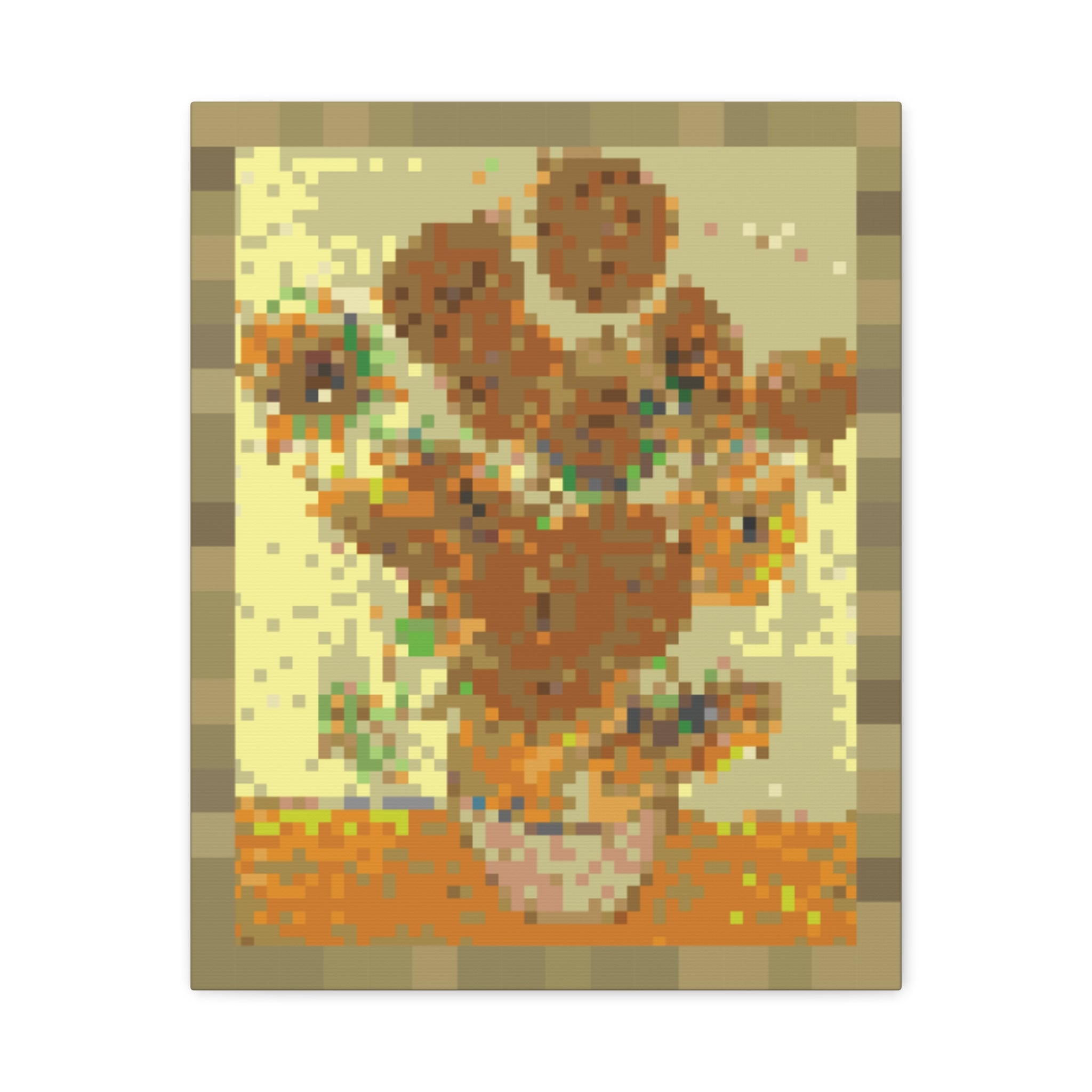 Sunflowers Pixel-Style Matte Canvas Print