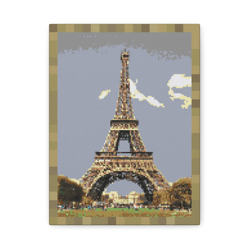 Eiffel Tower Pixel-Style Matte Canvas Print