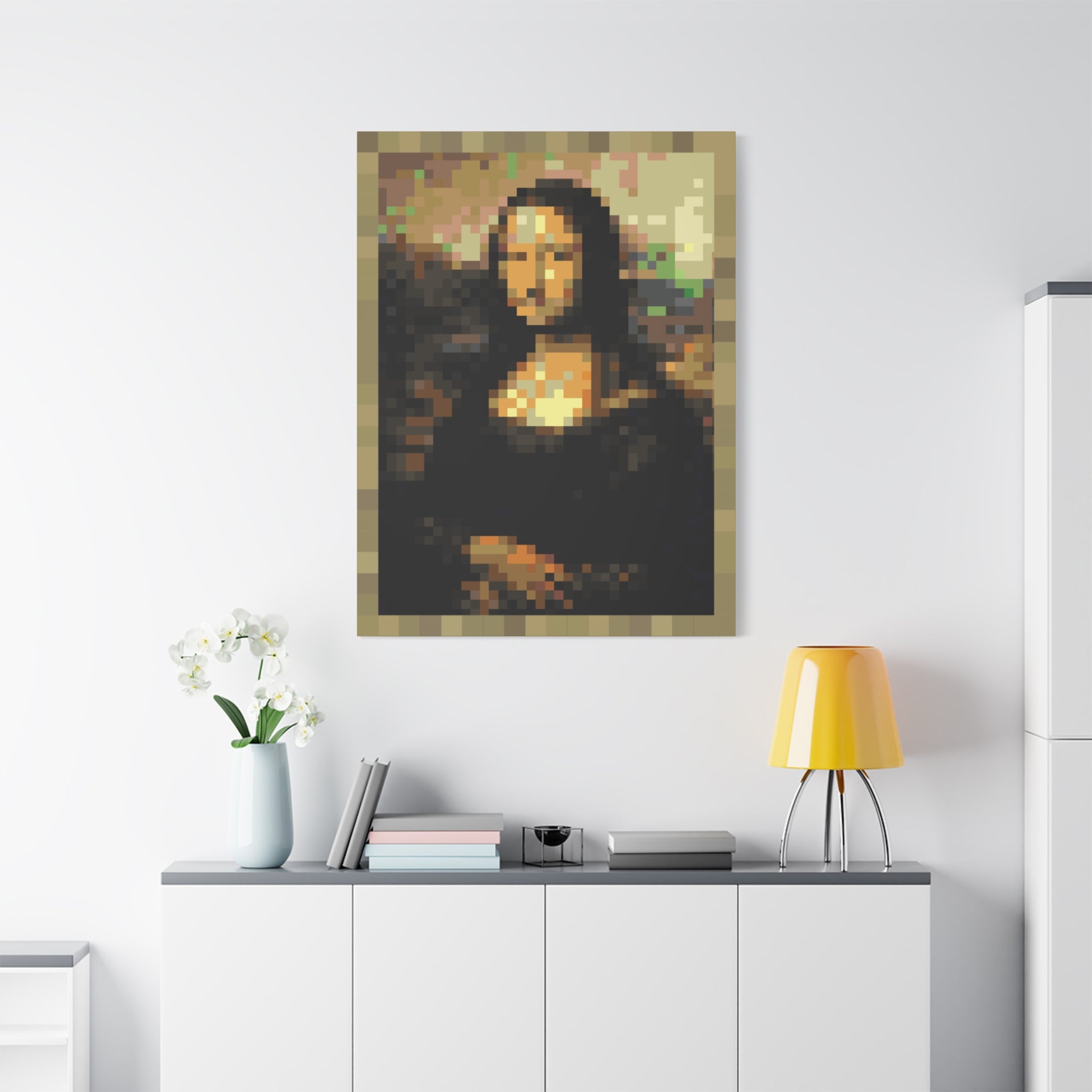Mona Lisa Pixel-Style Matte Canvas Print