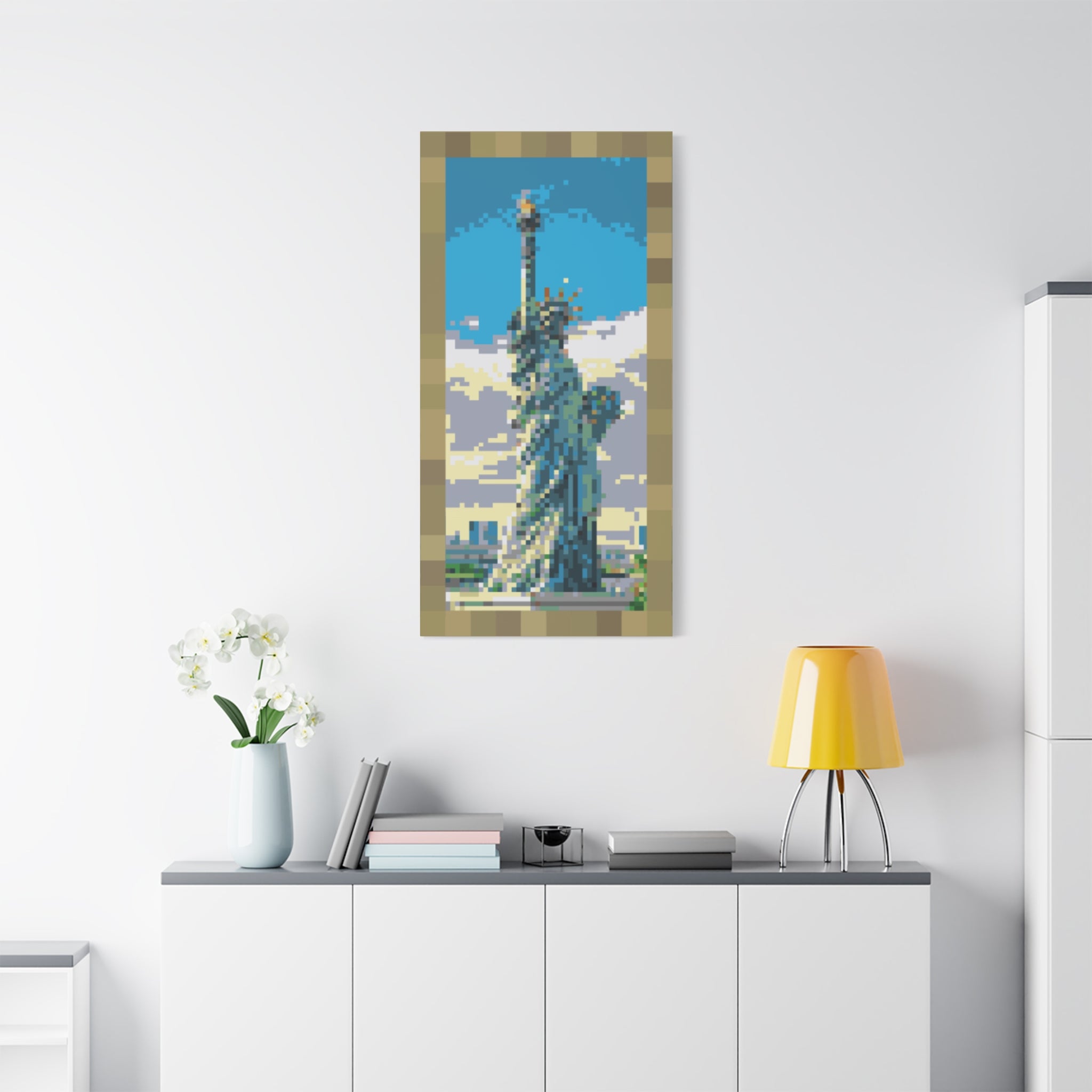 Statue of Liberty Pixel-Style Matte Canvas Print