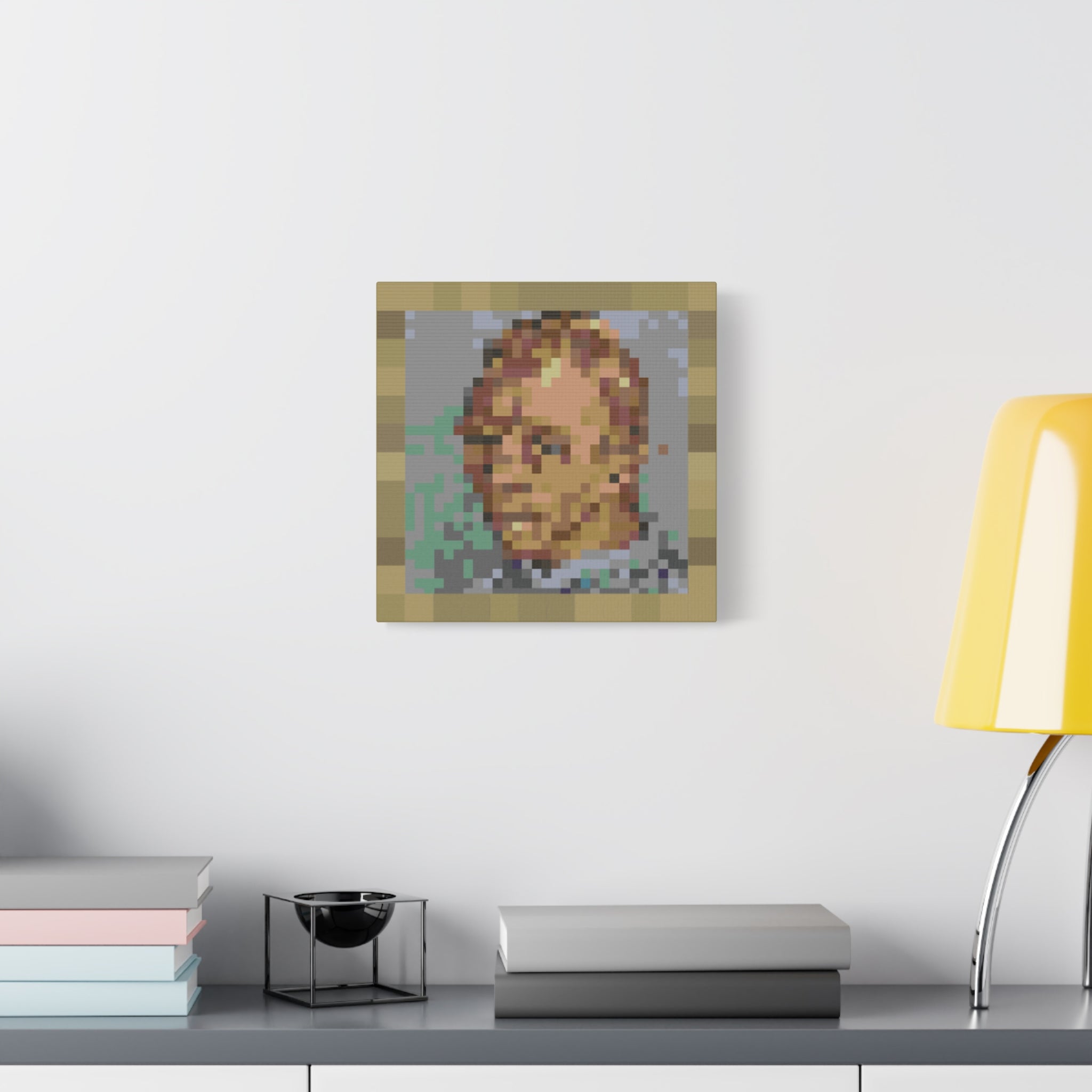 L'artiste Sans Barbe Pixel-Style Matte Canvas Print