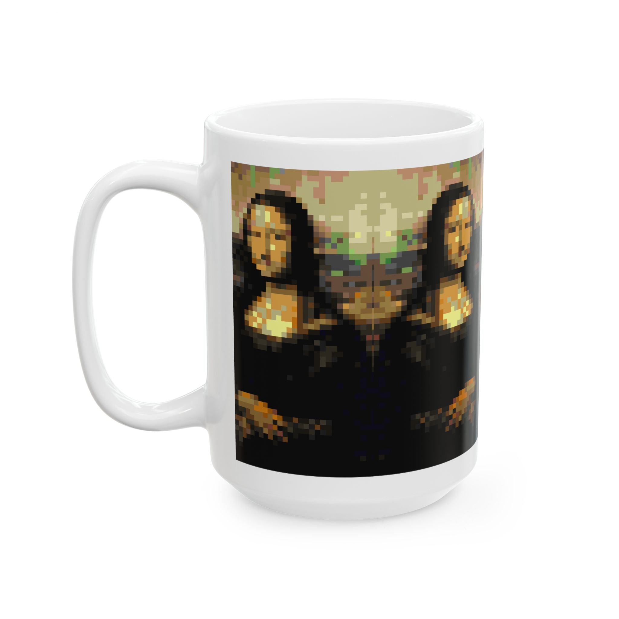 Mona Lisa Pixel-Style Ceramic Mug (11oz/15oz)