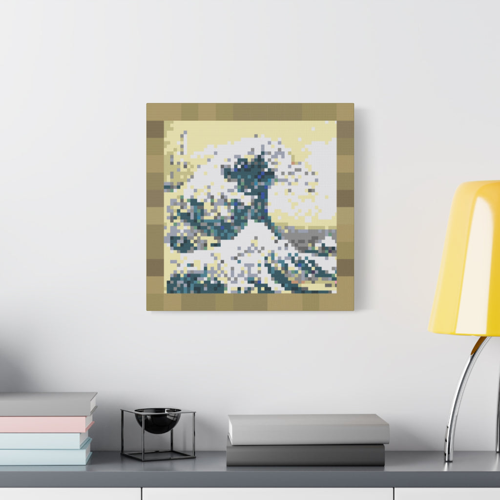 The Great Wave Pixel-Style Matte Canvas Print