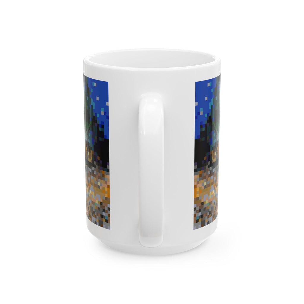 Cafe Terrace at Night Pixel-Style Ceramic Mug (11oz/15oz)