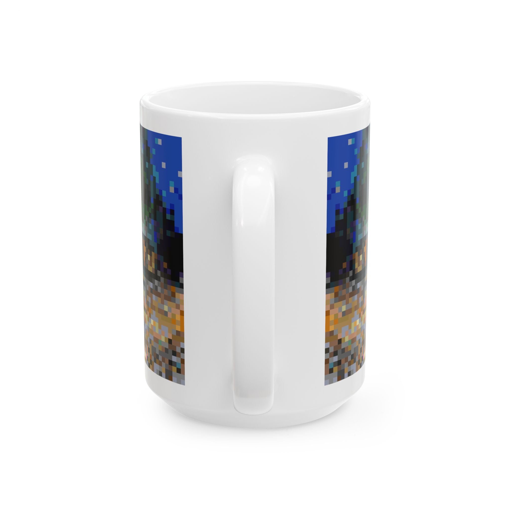 Cafe Terrace at Night Pixel-Style Ceramic Mug (11oz/15oz)