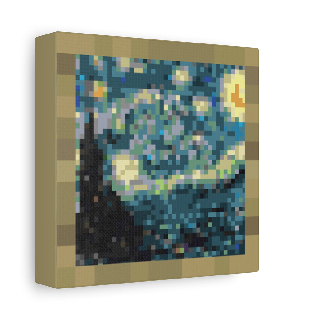 Starry Night Pixel-Style Matte Canvas Print