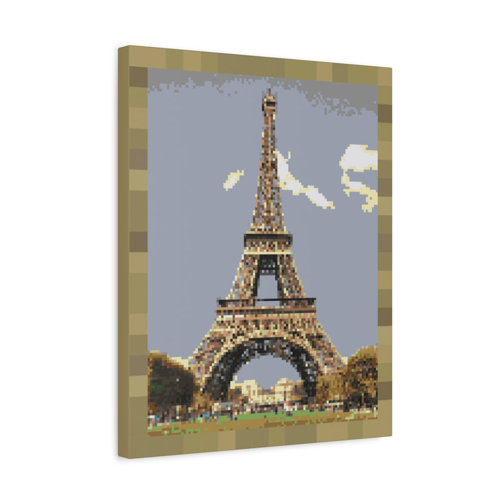 Eiffel Tower Pixel-Style Matte Canvas Print