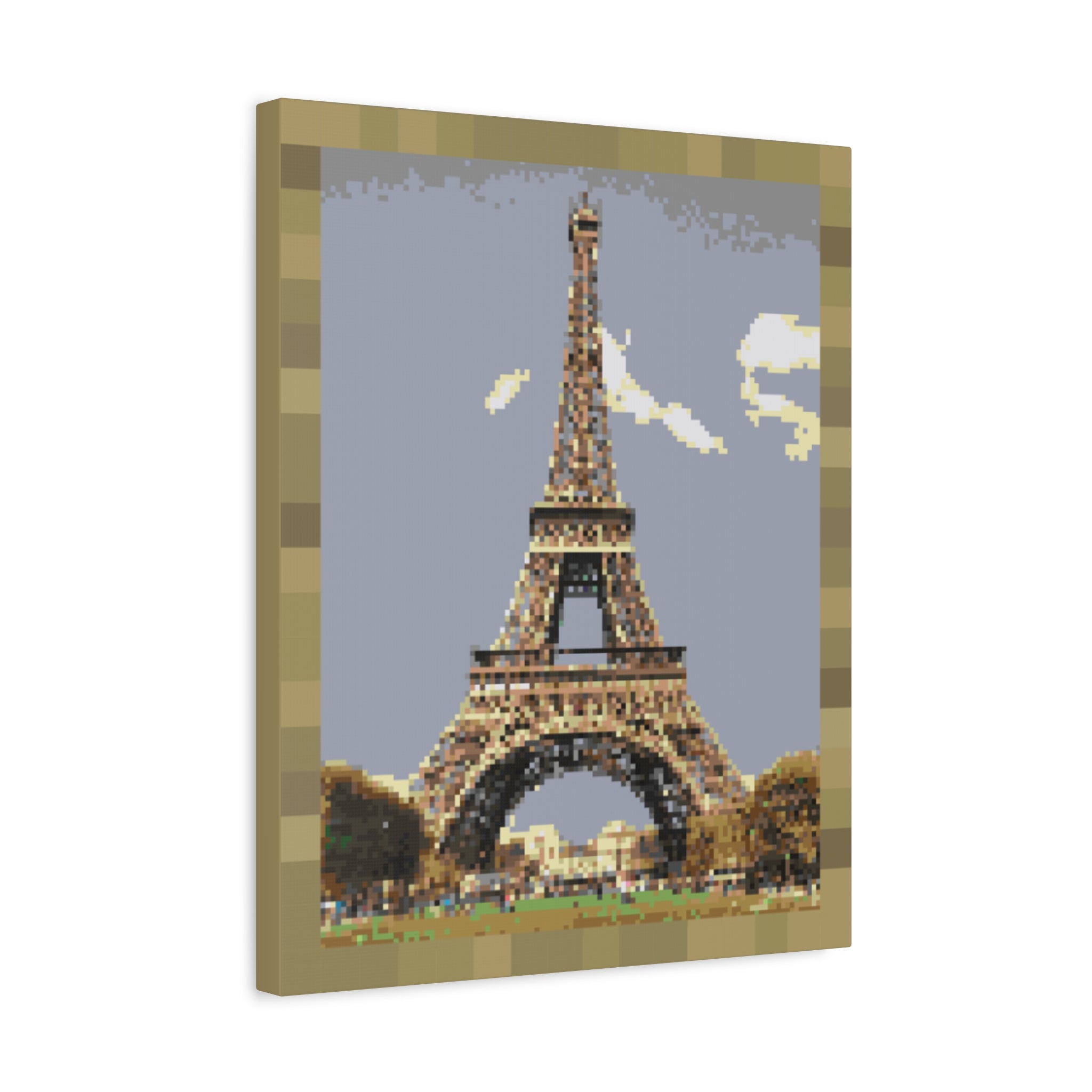 Eiffel Tower Pixel-Style Matte Canvas Print