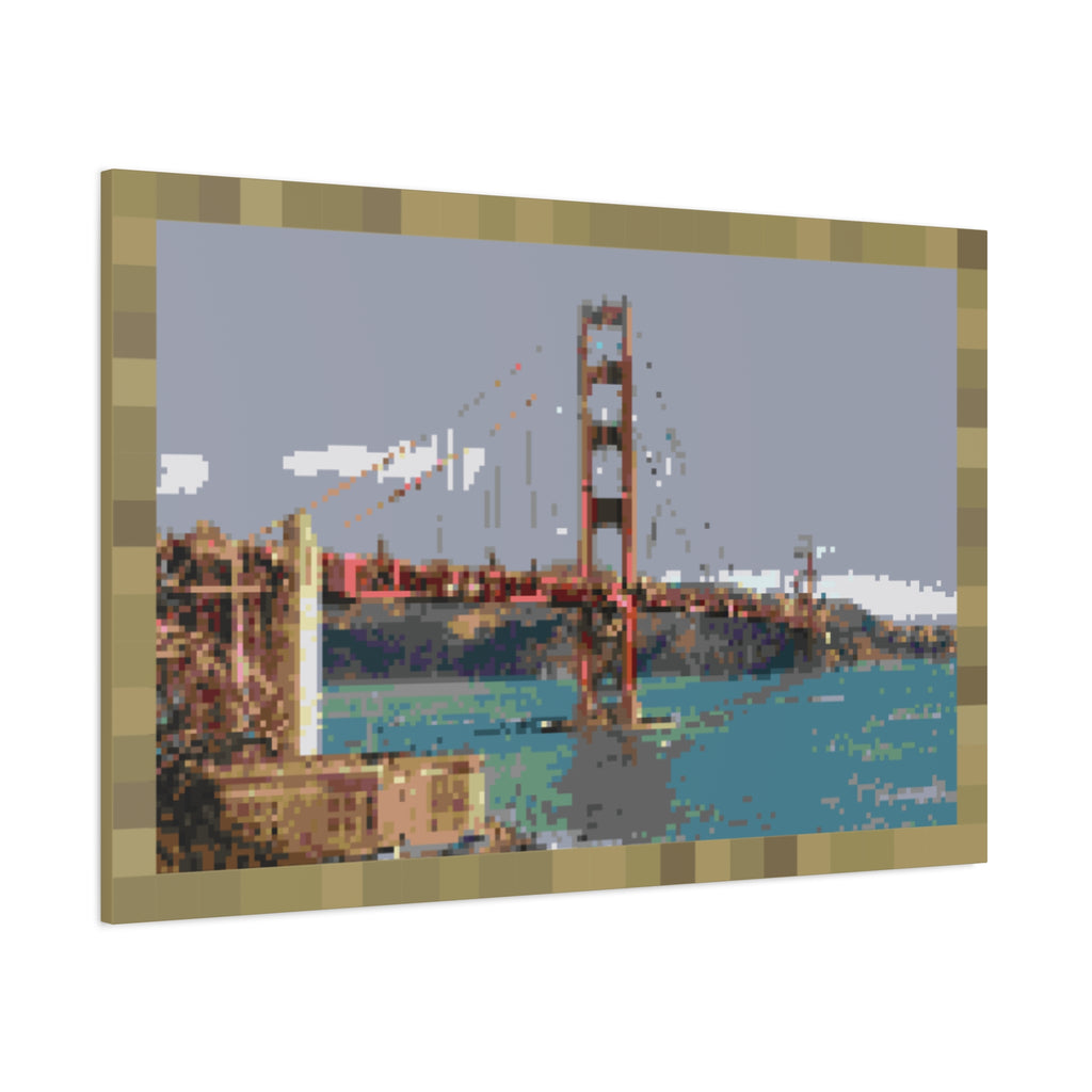 Golden Gate Bridge Pixel-Style Matte Canvas Print