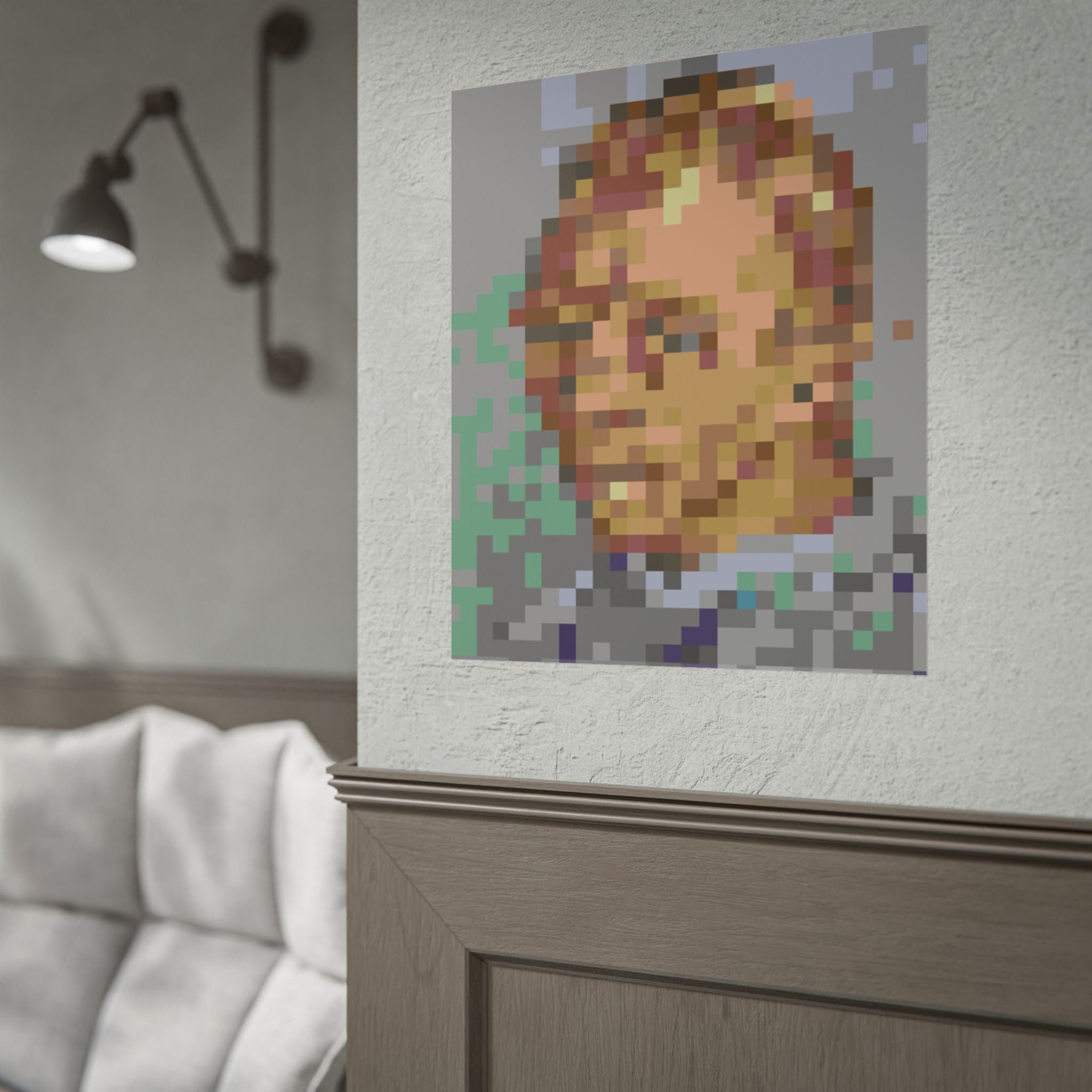 L'artiste Sans Barbe Pixel-Style Rolled Art Print