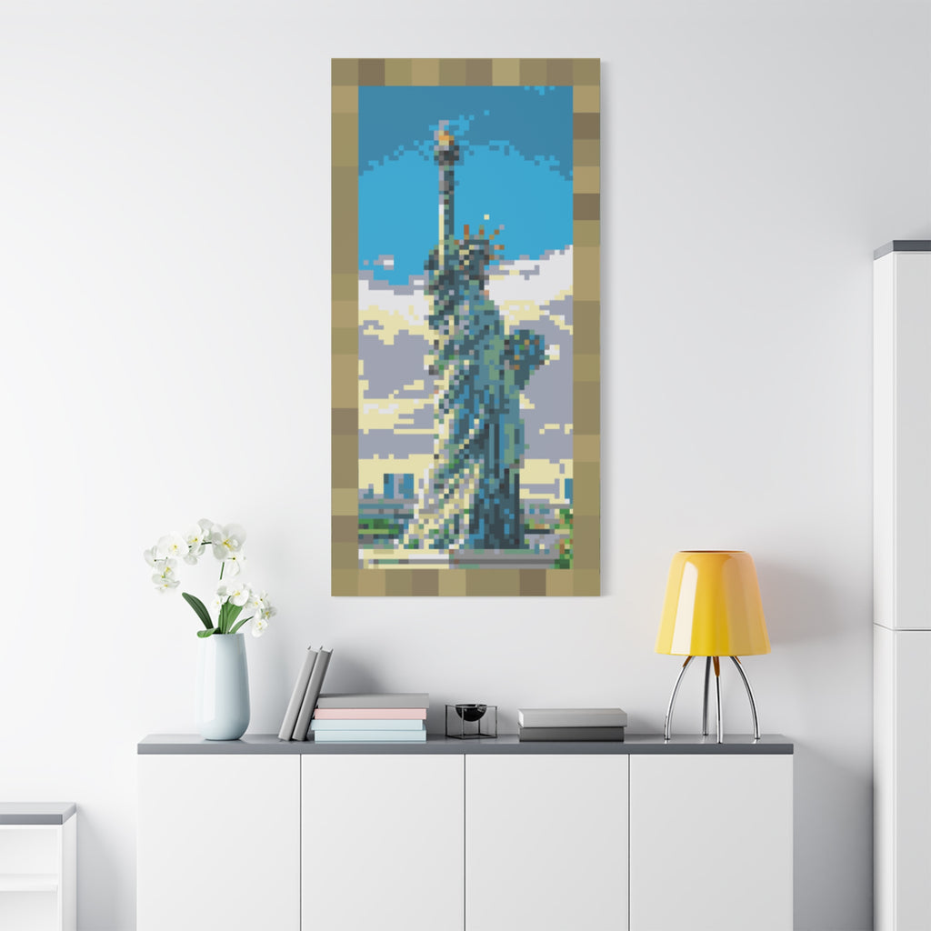 Statue of Liberty Pixel-Style Matte Canvas Print