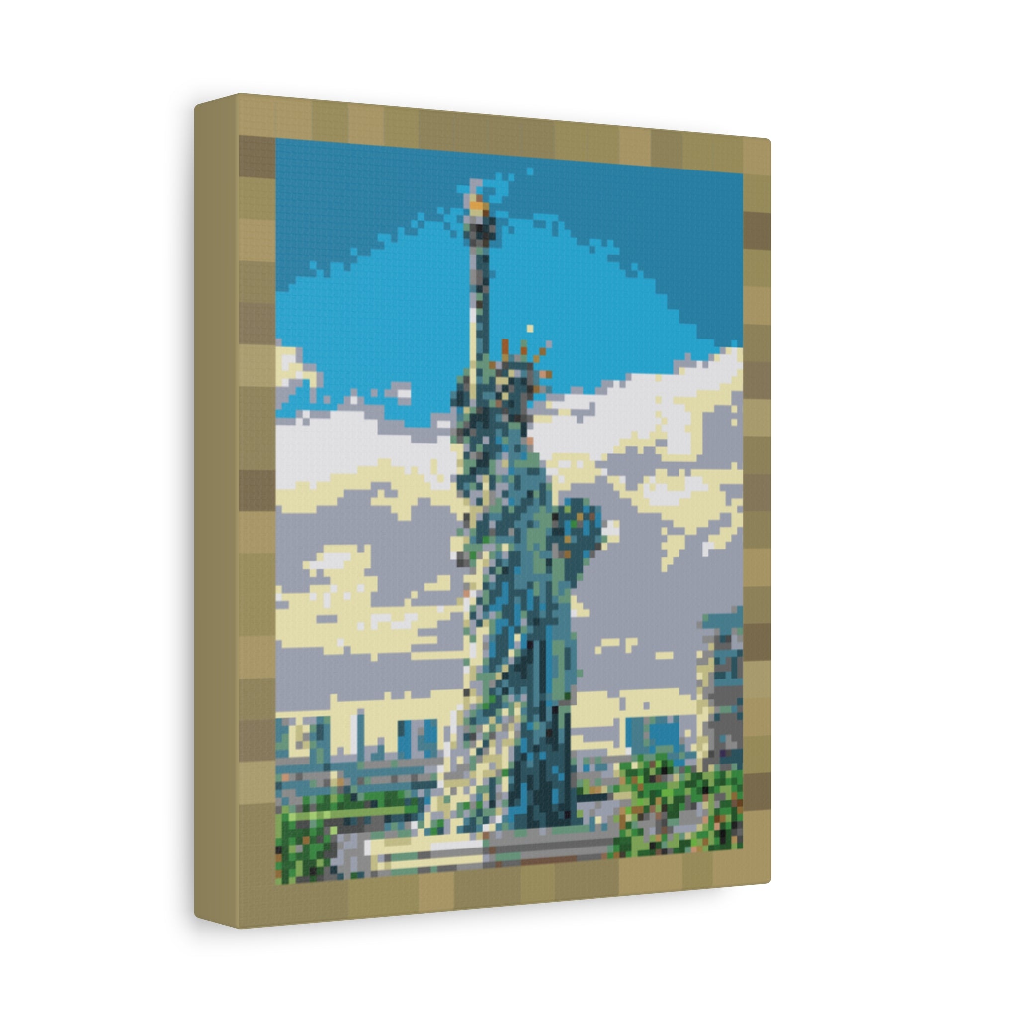 Statue of Liberty Pixel-Style Matte Canvas Print