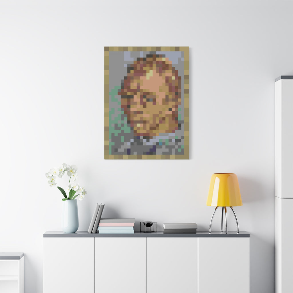L'artiste Sans Barbe Pixel-Style Matte Canvas Print