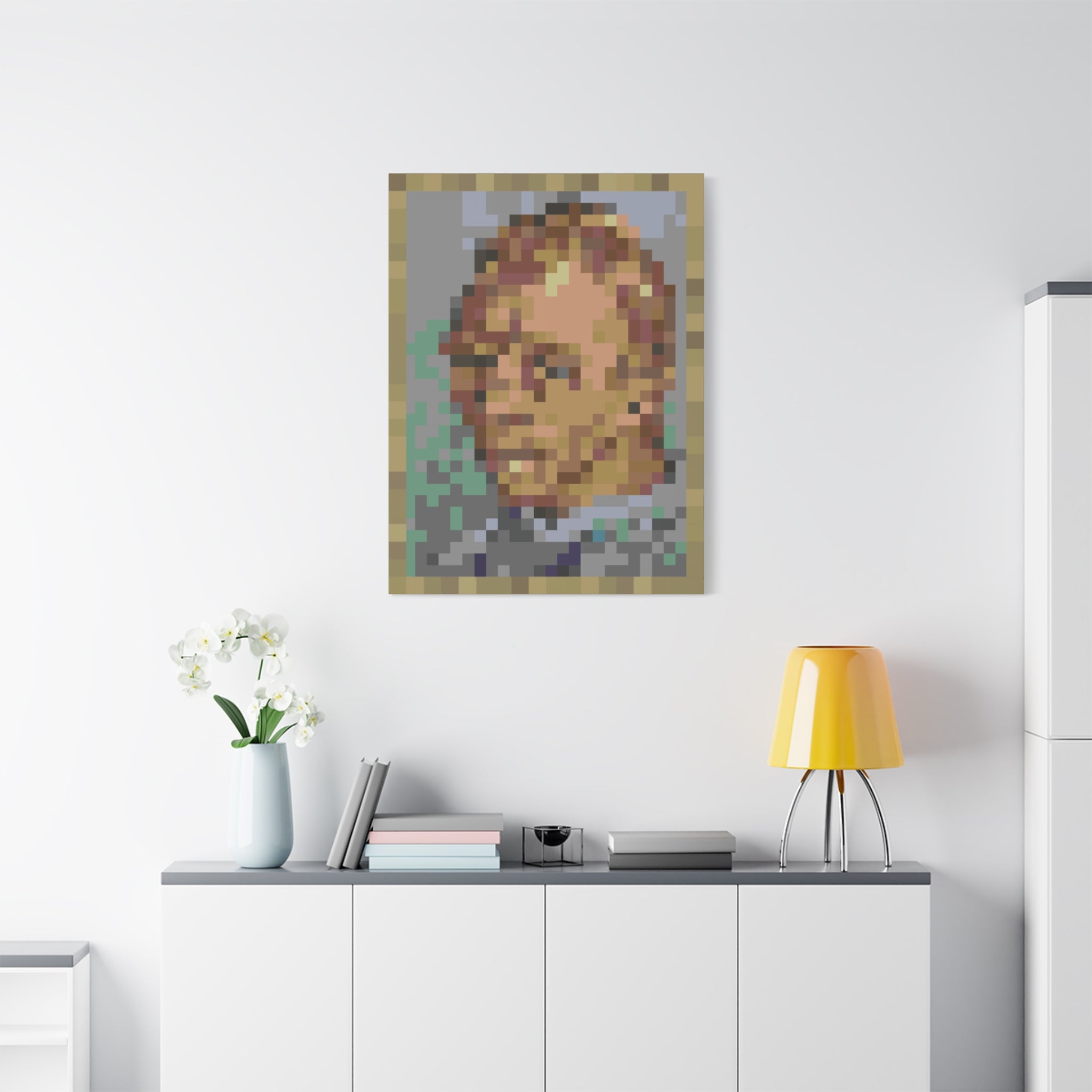 L'artiste Sans Barbe Pixel-Style Matte Canvas Print