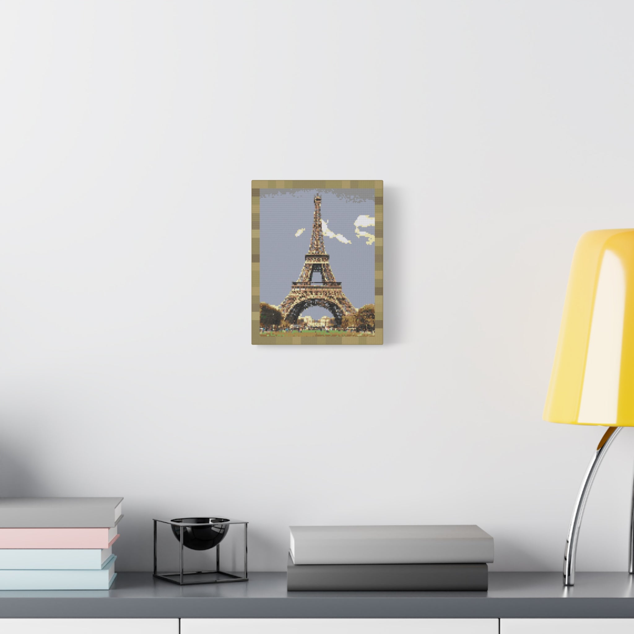 Eiffel Tower Pixel-Style Matte Canvas Print