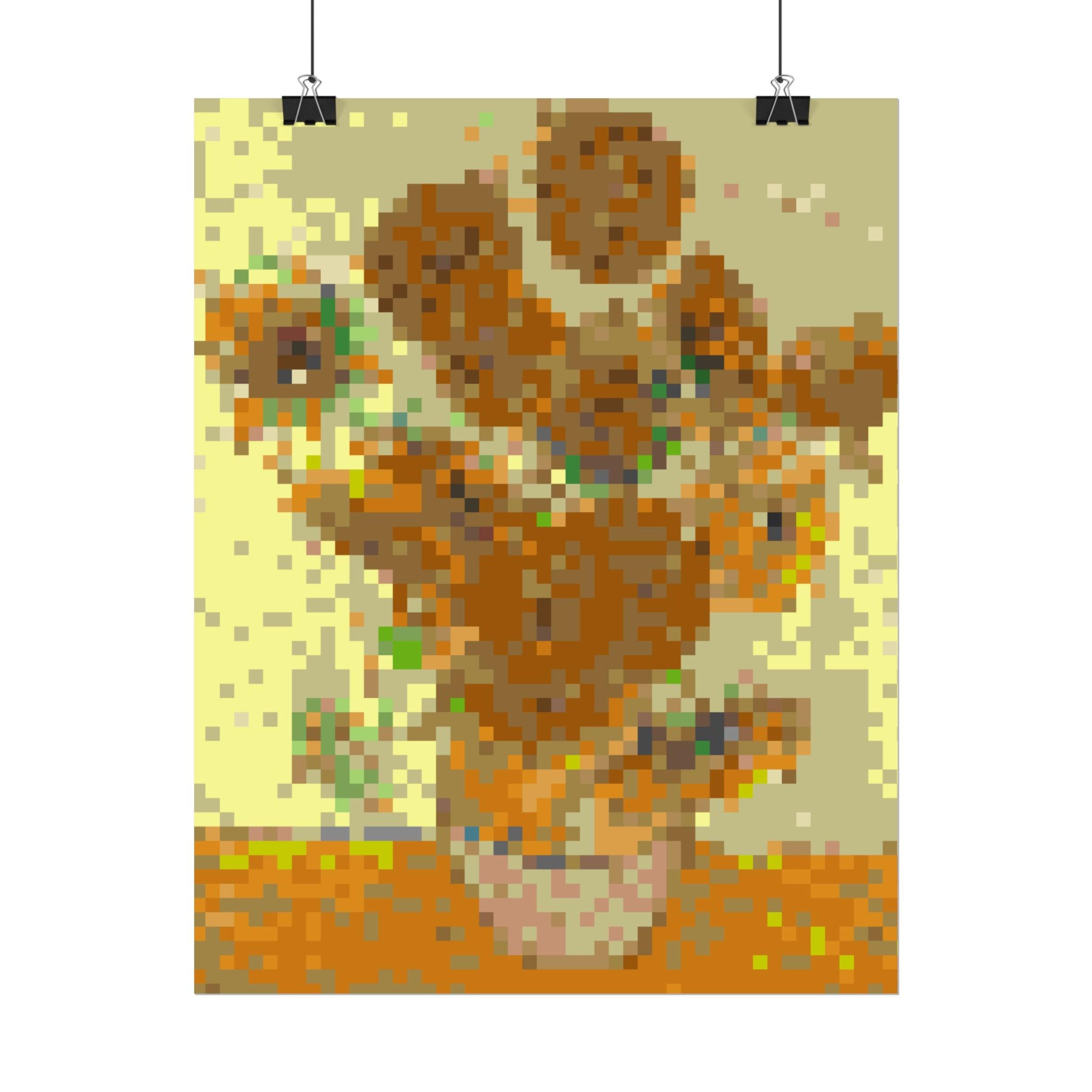 Sunflowers Pixel-Style Rolled Art Print