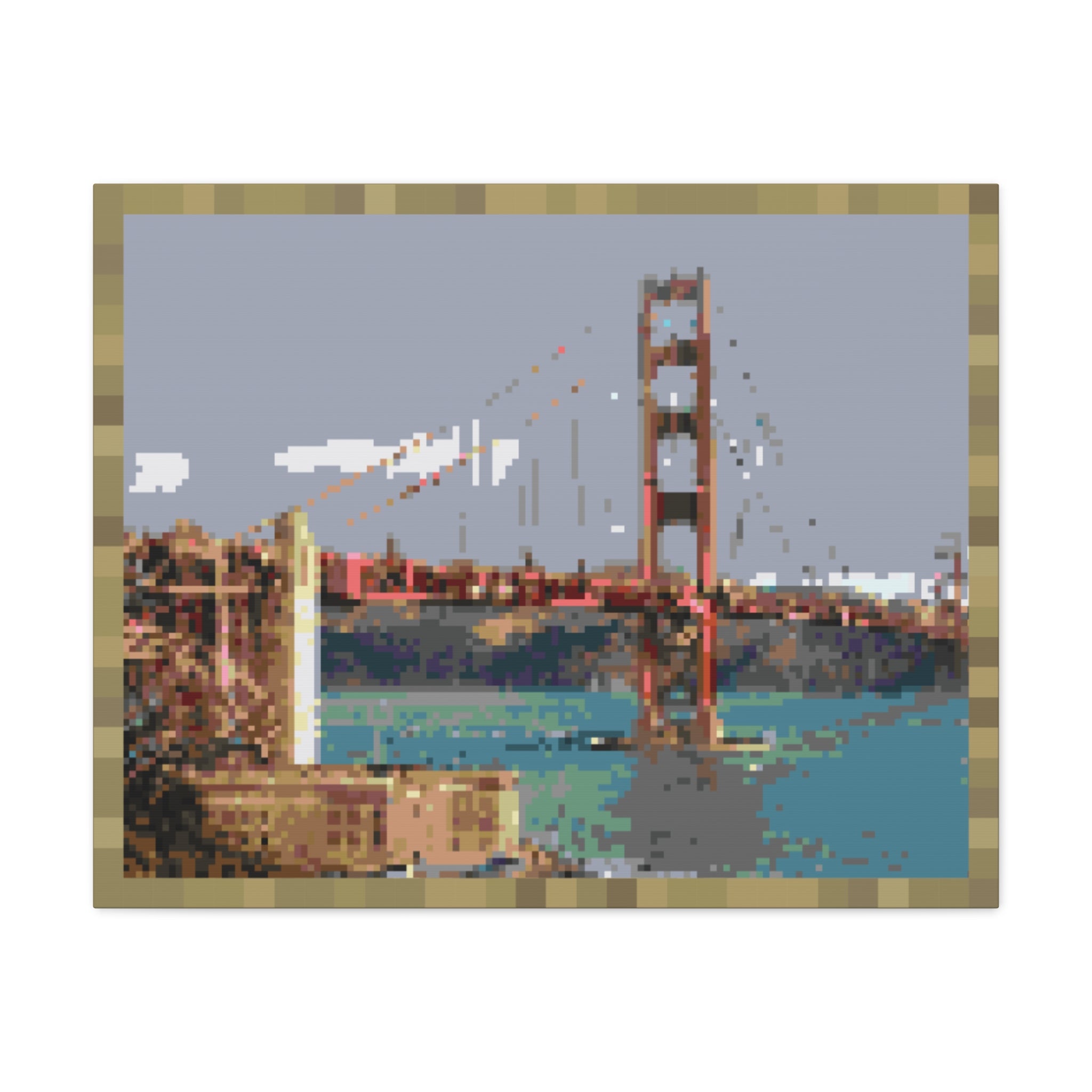 Golden Gate Bridge Pixel-Style Matte Canvas Print