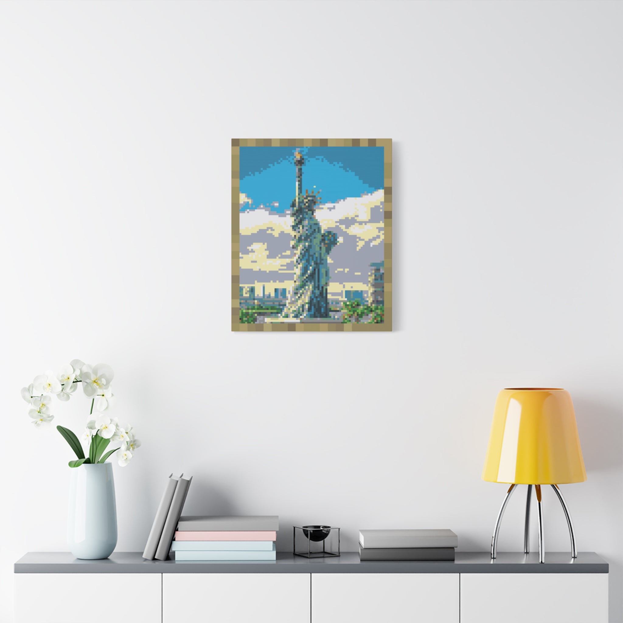Statue of Liberty Pixel-Style Matte Canvas Print
