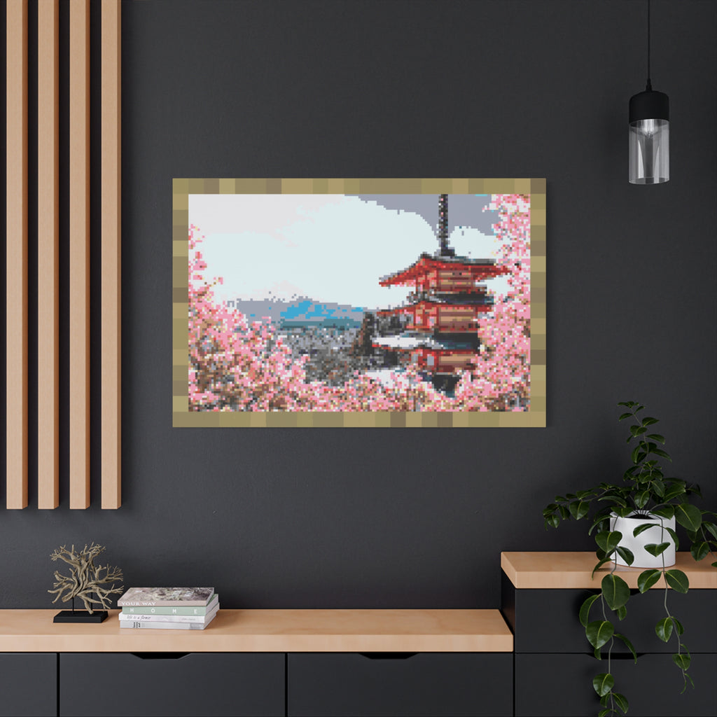 Japanese Cherry Blossom Name Pixel-Style Matte Canvas Print