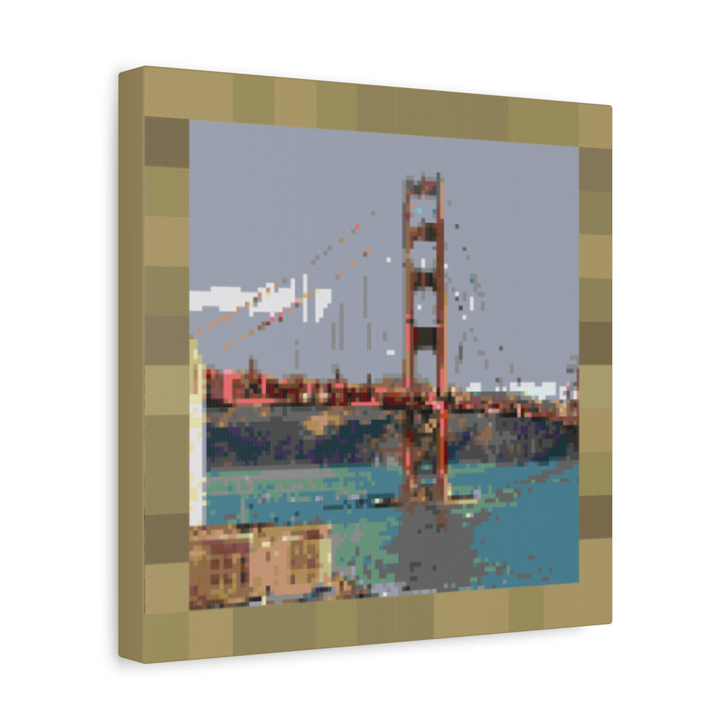 Golden Gate Bridge Pixel-Style Matte Canvas Print