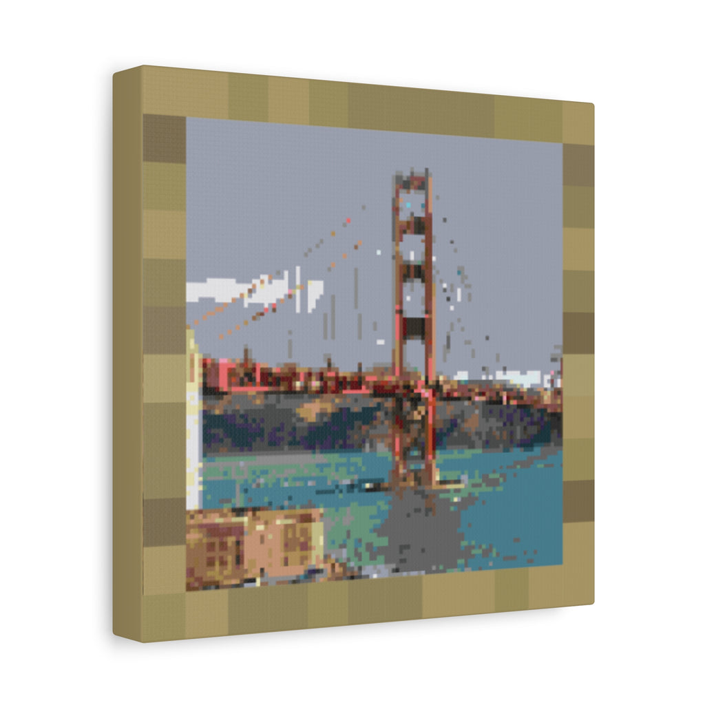 Golden Gate Bridge Pixel-Style Matte Canvas Print