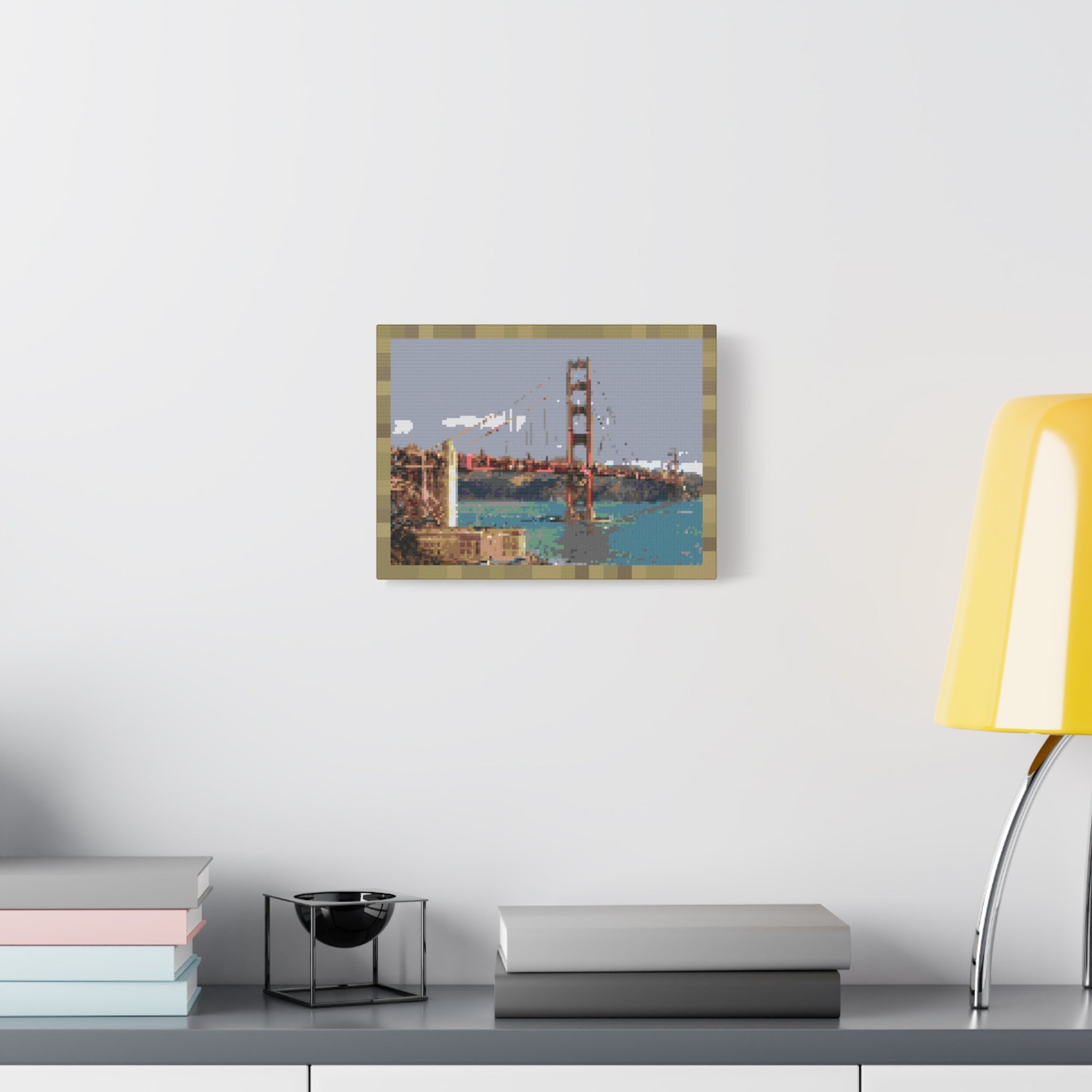 Golden Gate Bridge Pixel-Style Matte Canvas Print