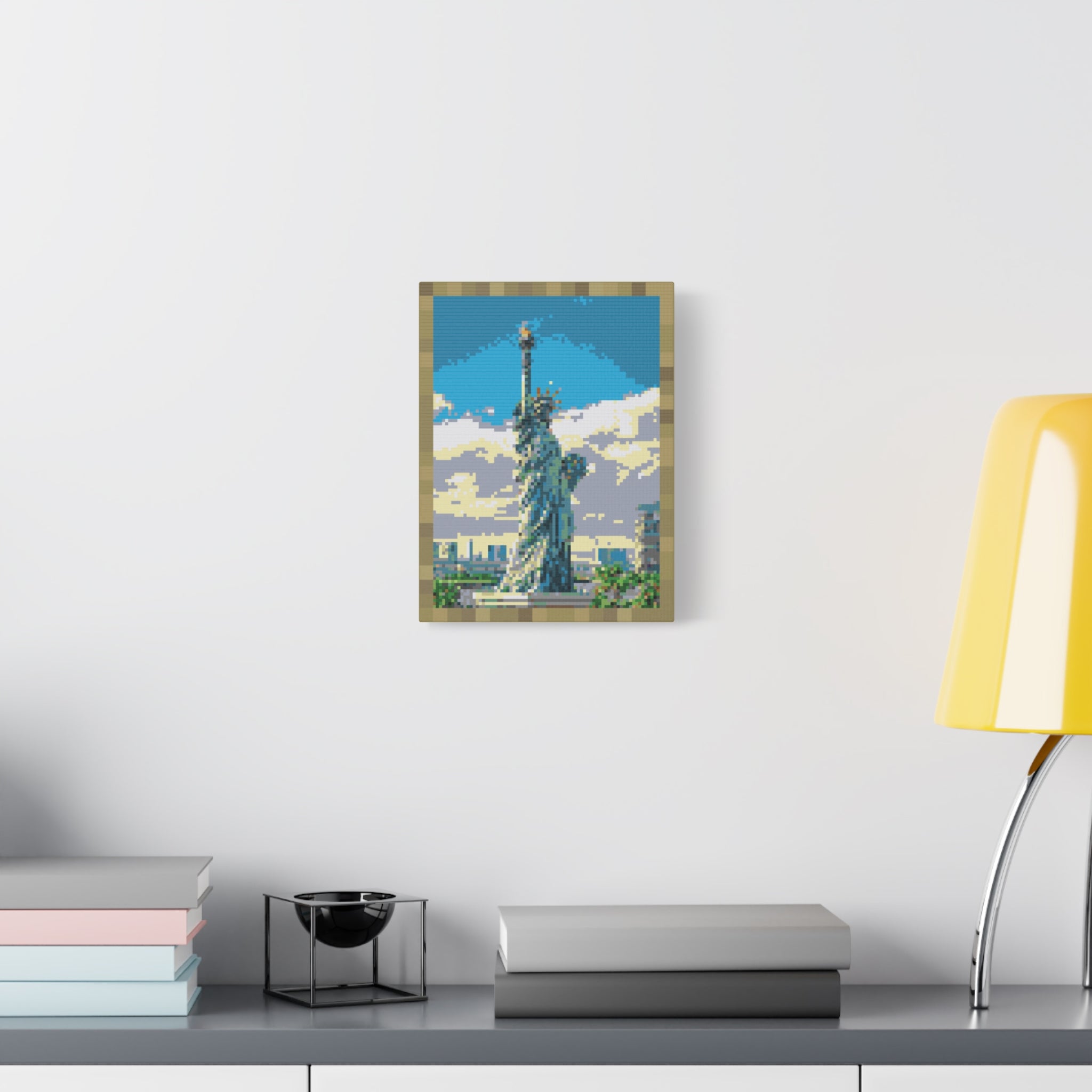 Statue of Liberty Pixel-Style Matte Canvas Print