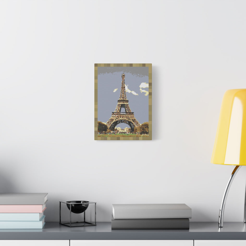 Eiffel Tower Pixel-Style Matte Canvas Print