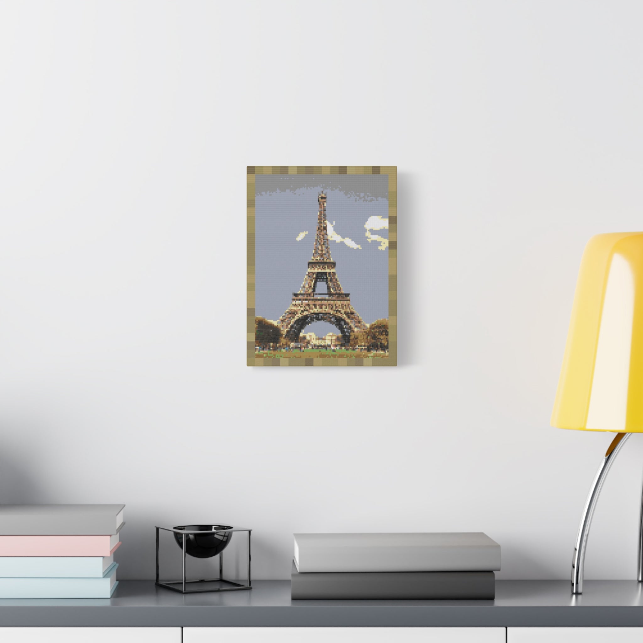 Eiffel Tower Pixel-Style Matte Canvas Print