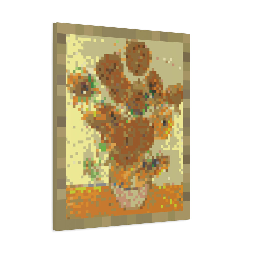 Sunflowers Pixel-Style Matte Canvas Print