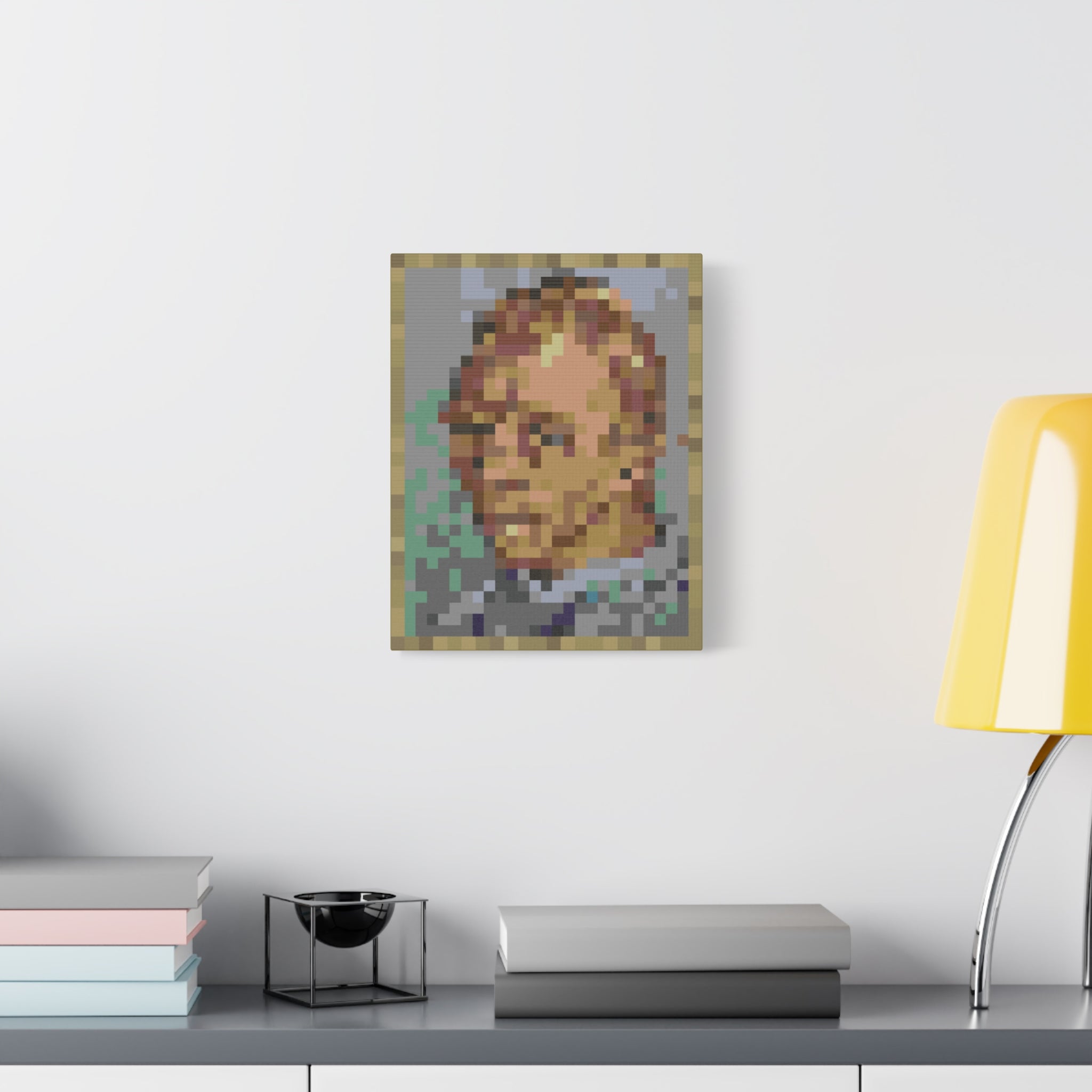 L'artiste Sans Barbe Pixel-Style Matte Canvas Print