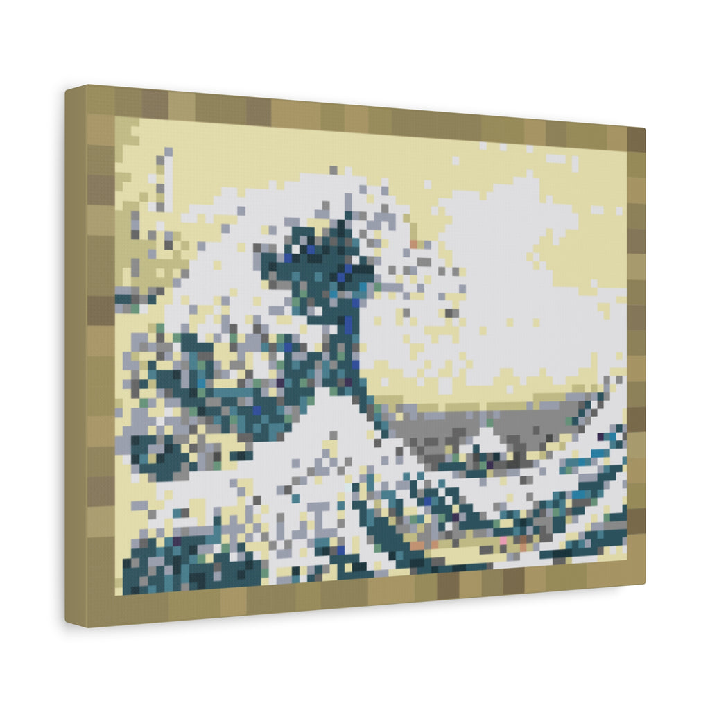 The Great Wave Pixel-Style Matte Canvas Print