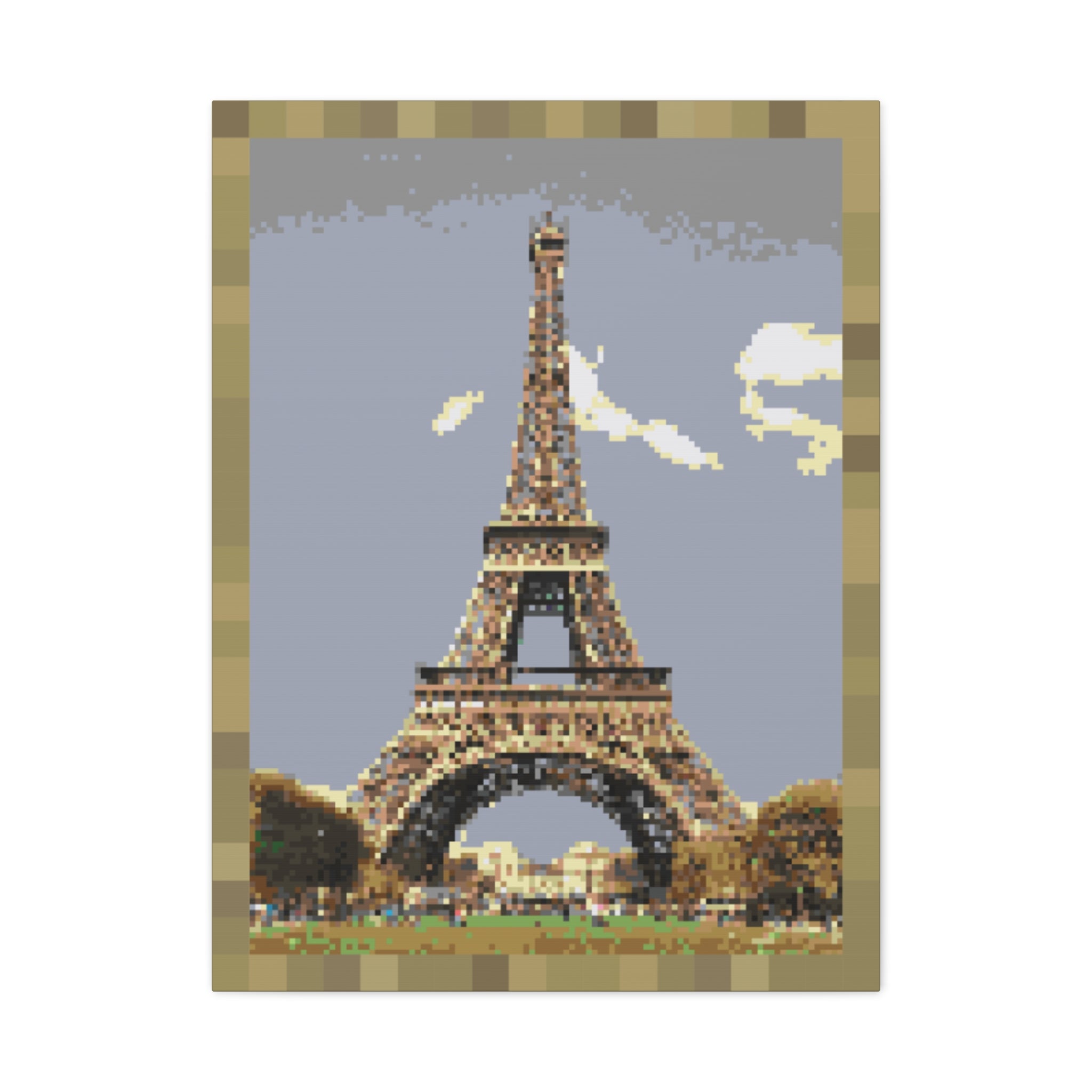 Eiffel Tower Pixel-Style Matte Canvas Print