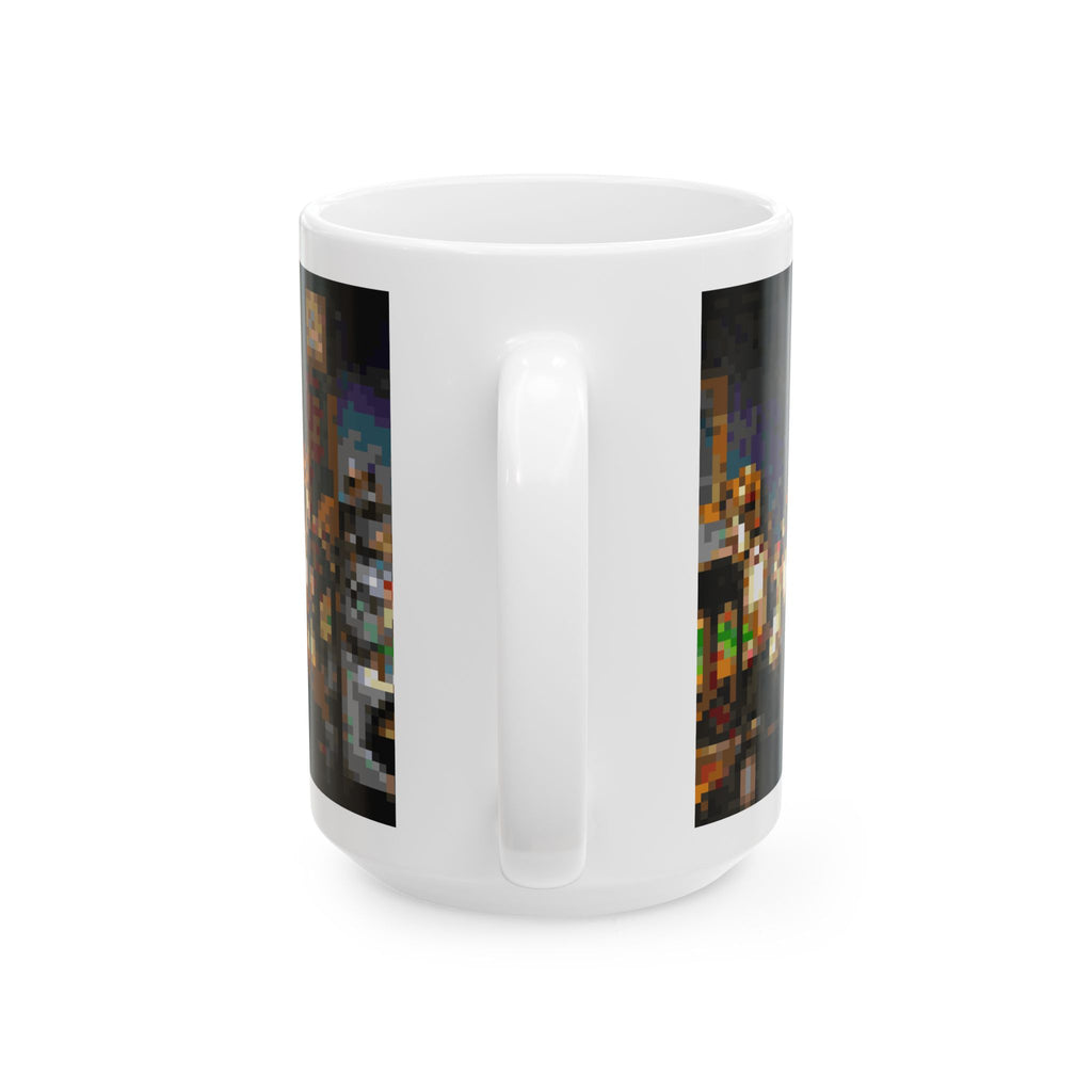 Dogs Playing Poker Pixel-Style Ceramic Mug (11oz/15oz)