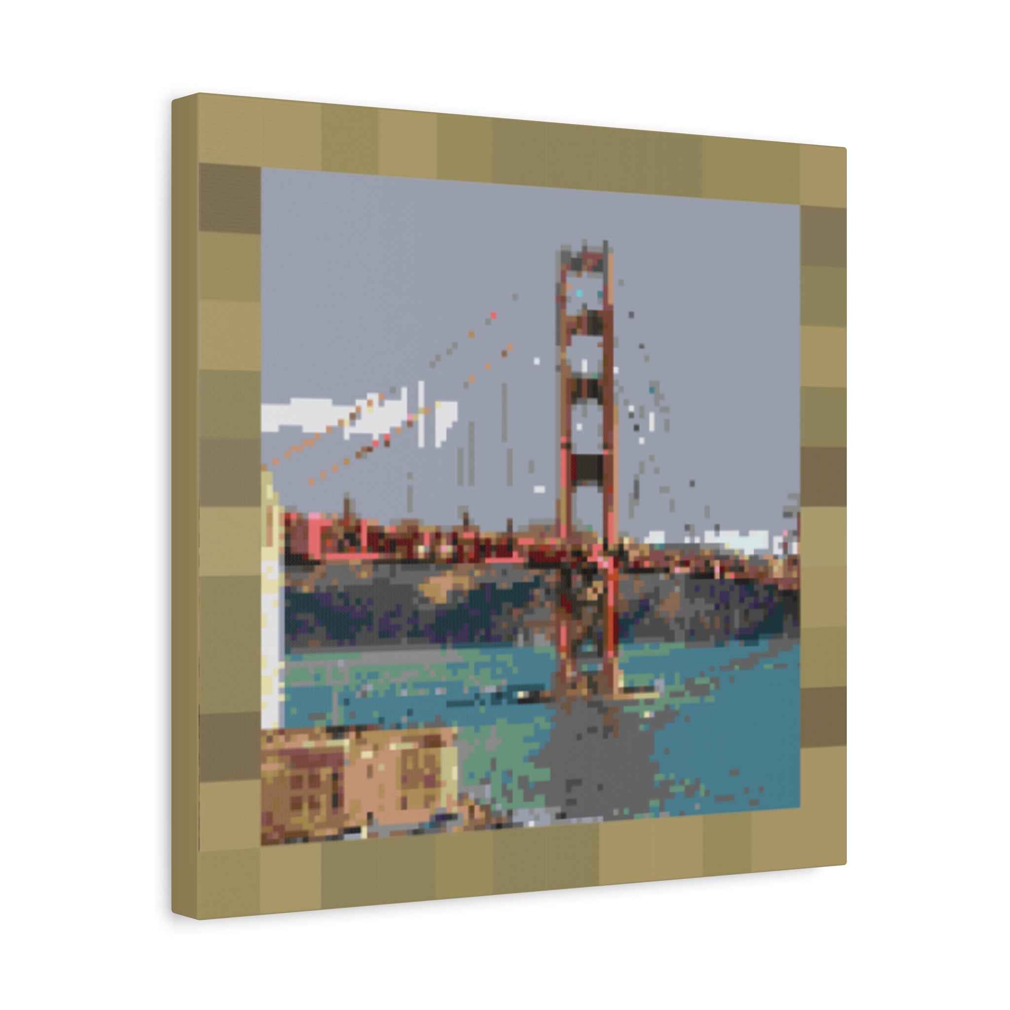 Golden Gate Bridge Pixel-Style Matte Canvas Print