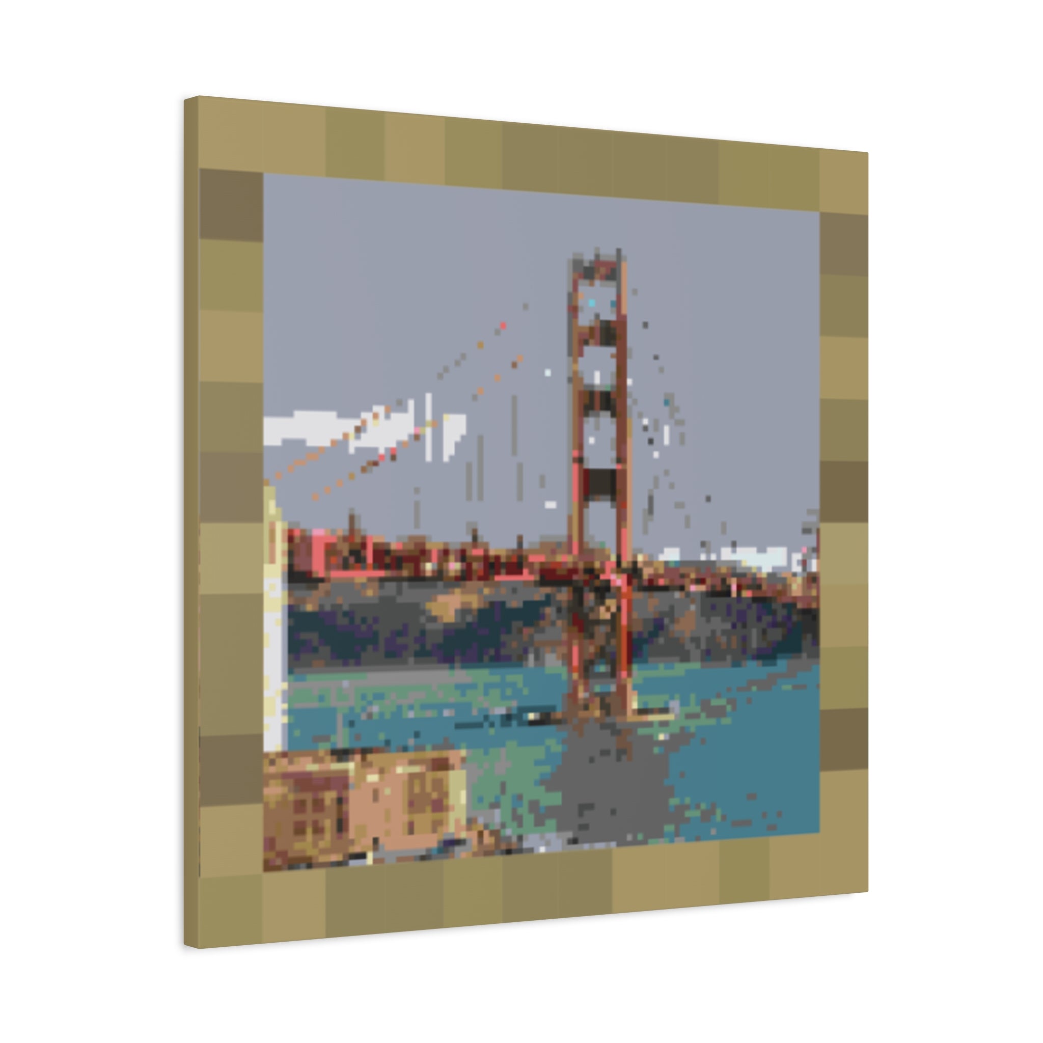 Golden Gate Bridge Pixel-Style Matte Canvas Print