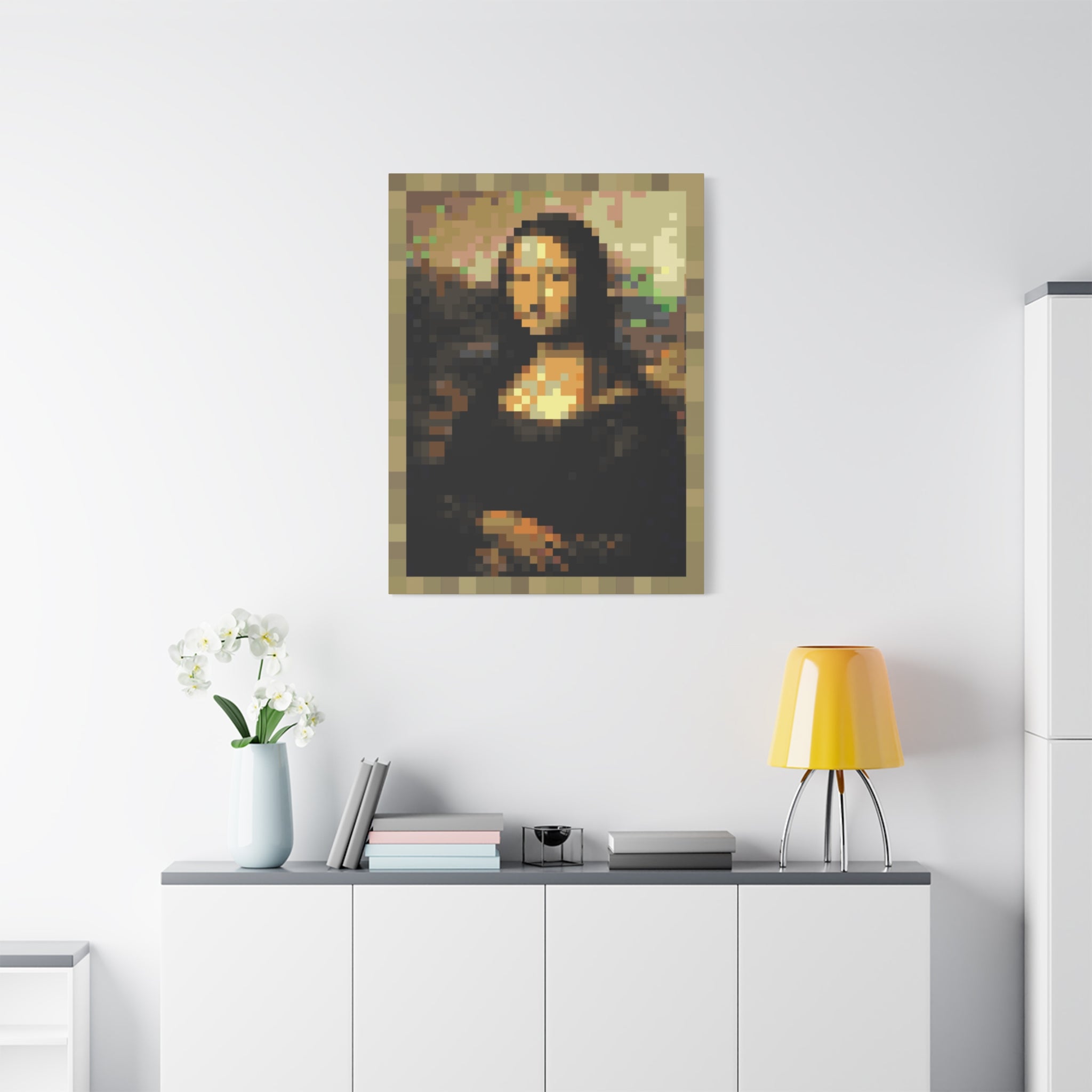 Mona Lisa Pixel-Style Matte Canvas Print